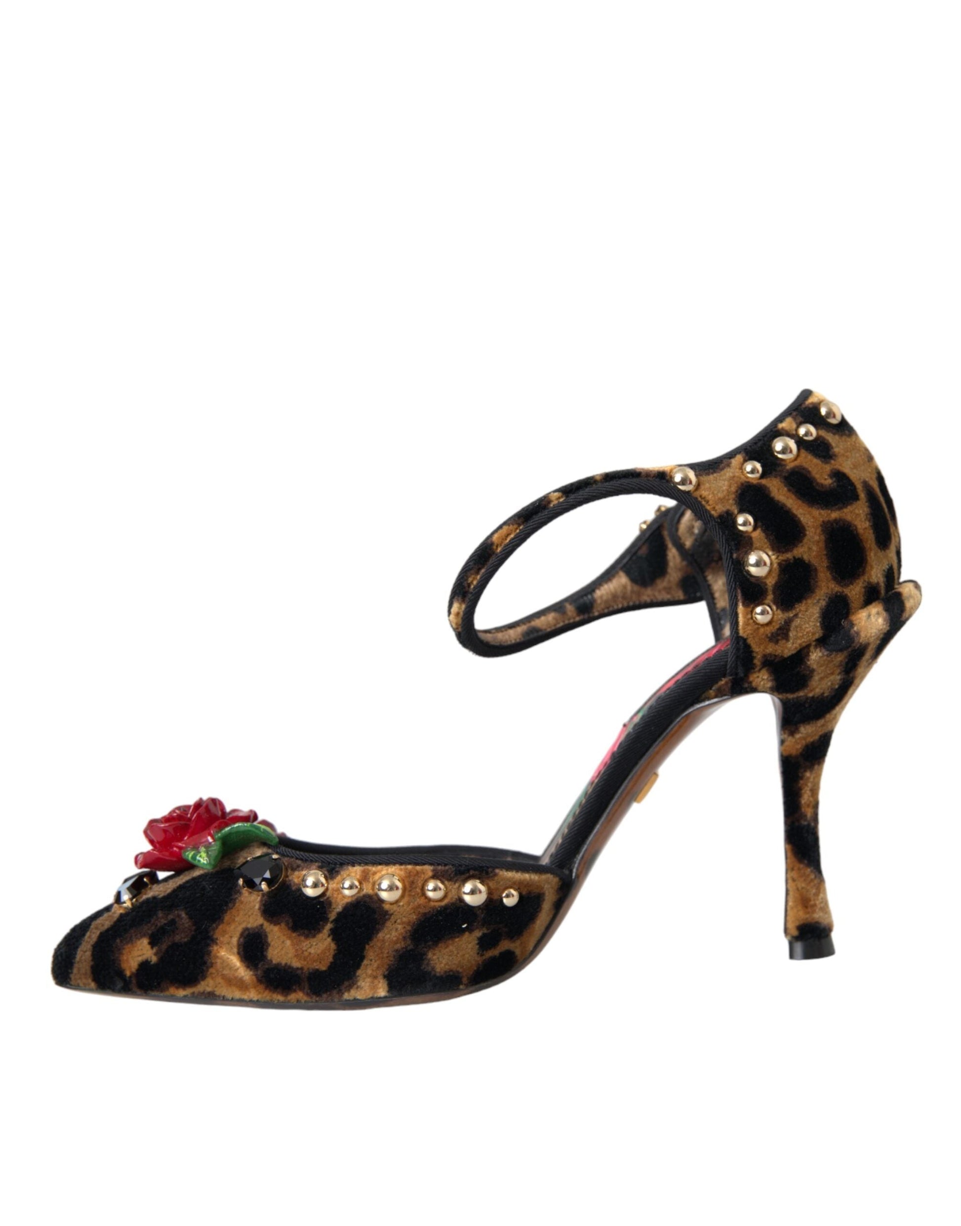 Dolce & Gabbana Brown Leopard Floral Crystal Mary Janes Pumps Shoes | Fashionsarah.com