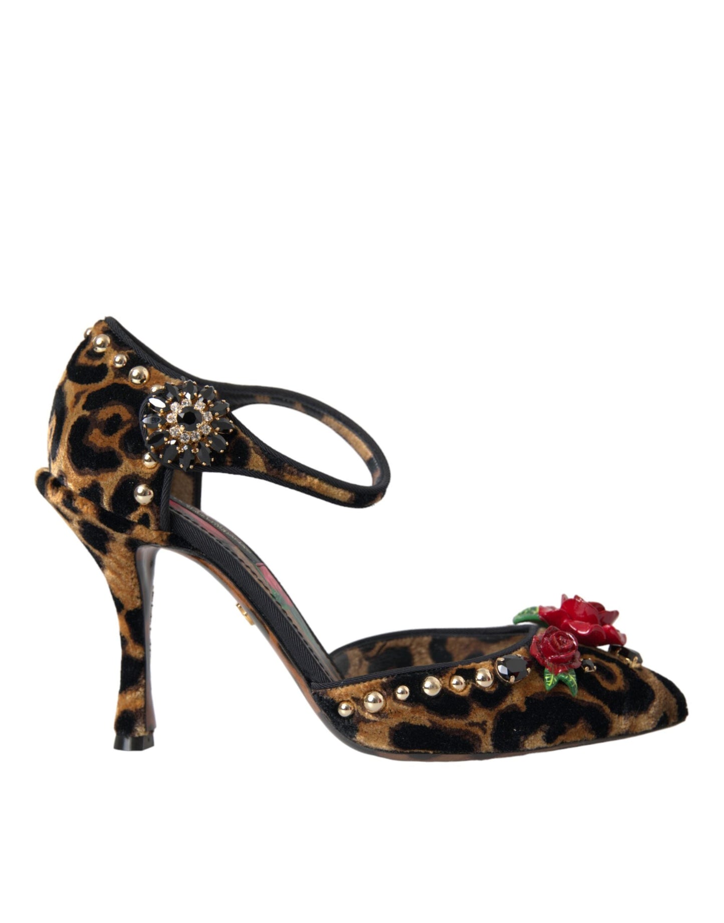 Dolce & Gabbana Brown Leopard Floral Crystal Mary Janes Pumps Shoes | Fashionsarah.com