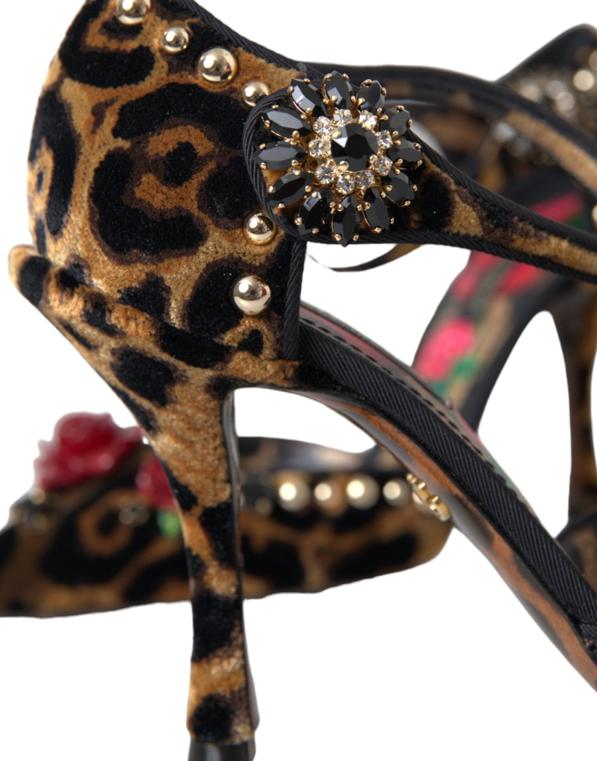 Dolce & Gabbana Brown Leopard Floral Crystal Mary Janes Pumps Shoes | Fashionsarah.com