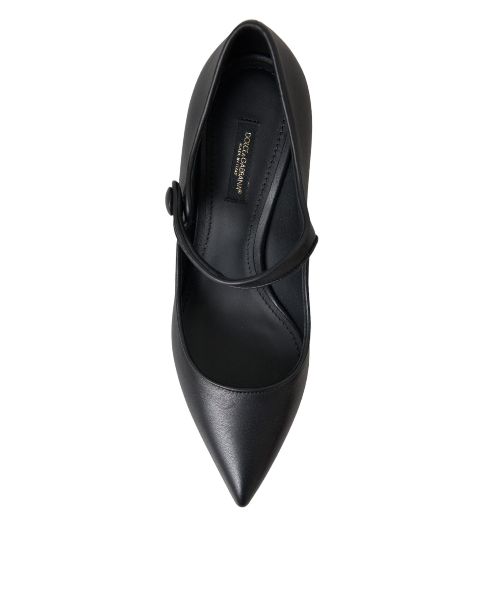 Dolce & Gabbana Black Leather Logo Heels Mary Janes Pumps Shoes | Fashionsarah.com