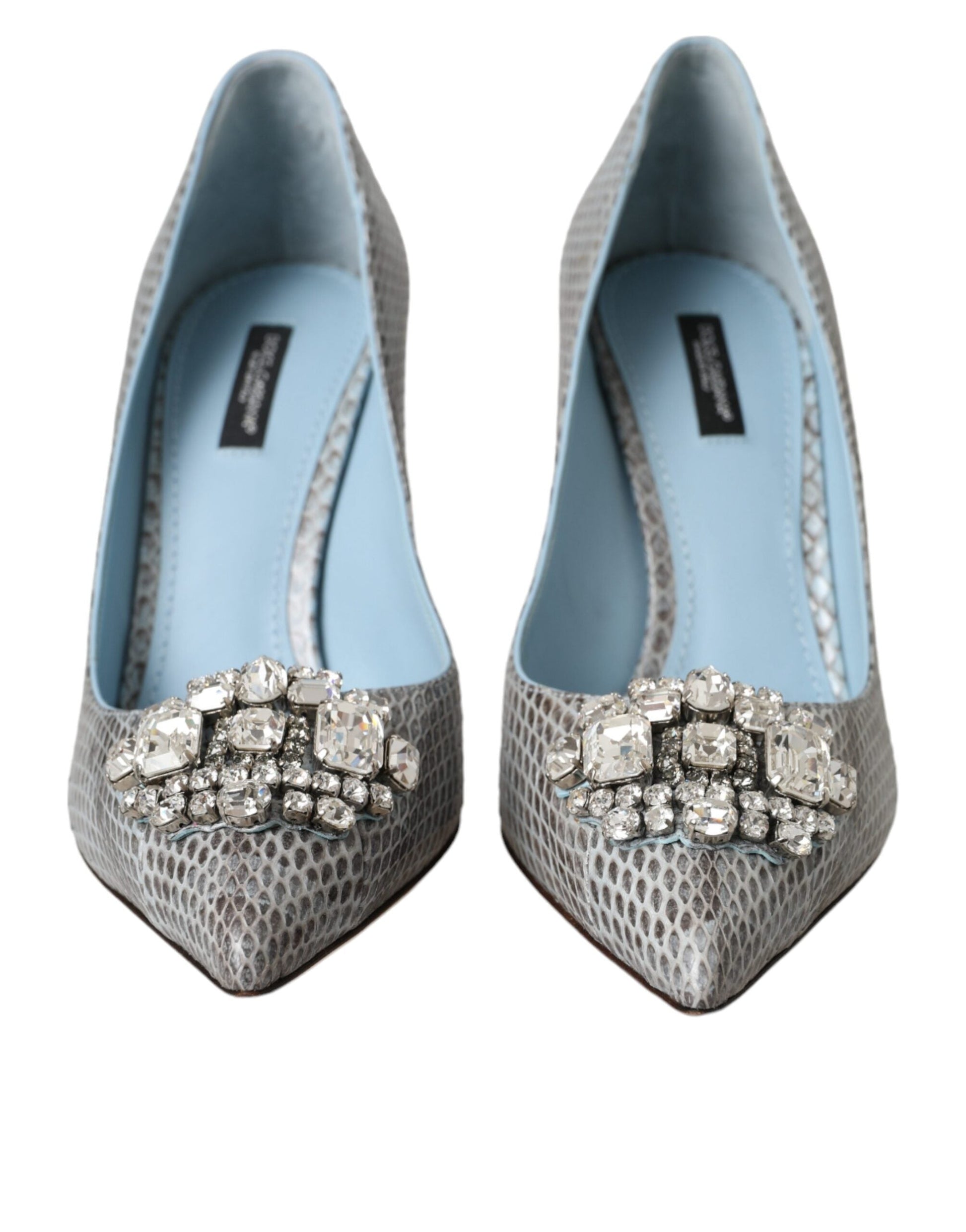 Dolce & Gabbana Light Blue Exotic Leather Crystal Bellucci Shoes | Fashionsarah.com