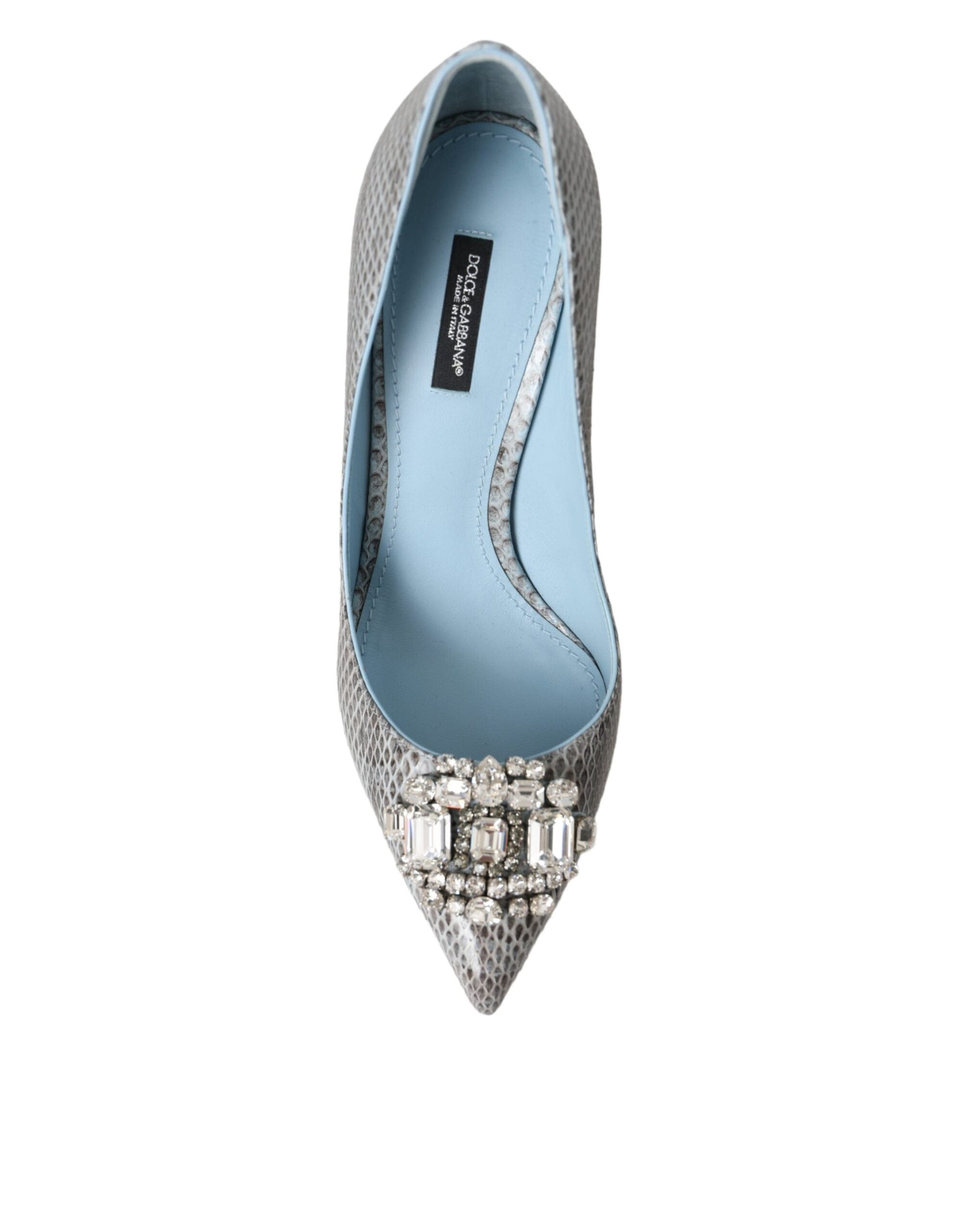 Dolce & Gabbana Light Blue Exotic Leather Crystal Bellucci Shoes | Fashionsarah.com