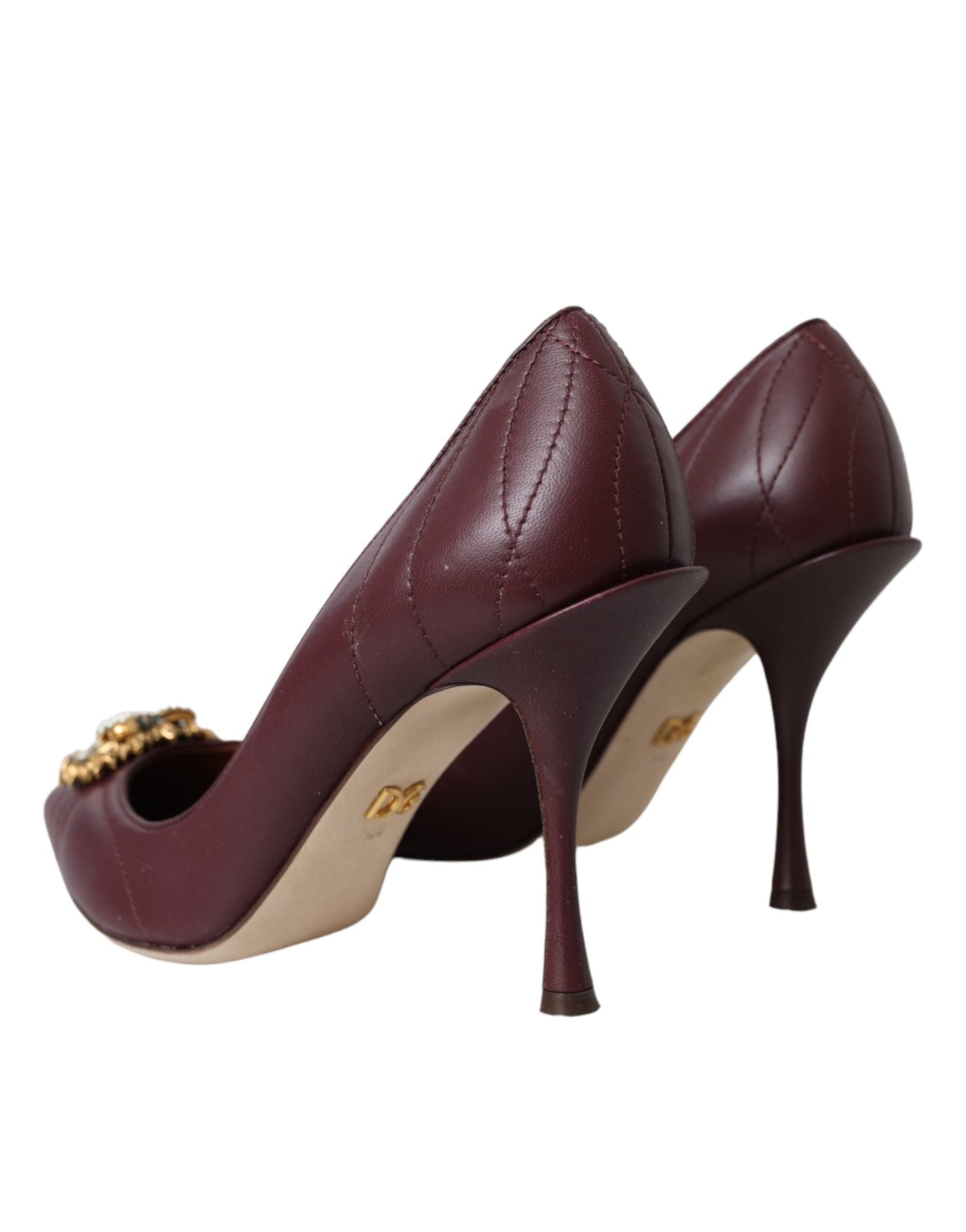 Dolce & Gabbana Bordeaux Leather Heart DEVOTION Pumps Shoes | Fashionsarah.com