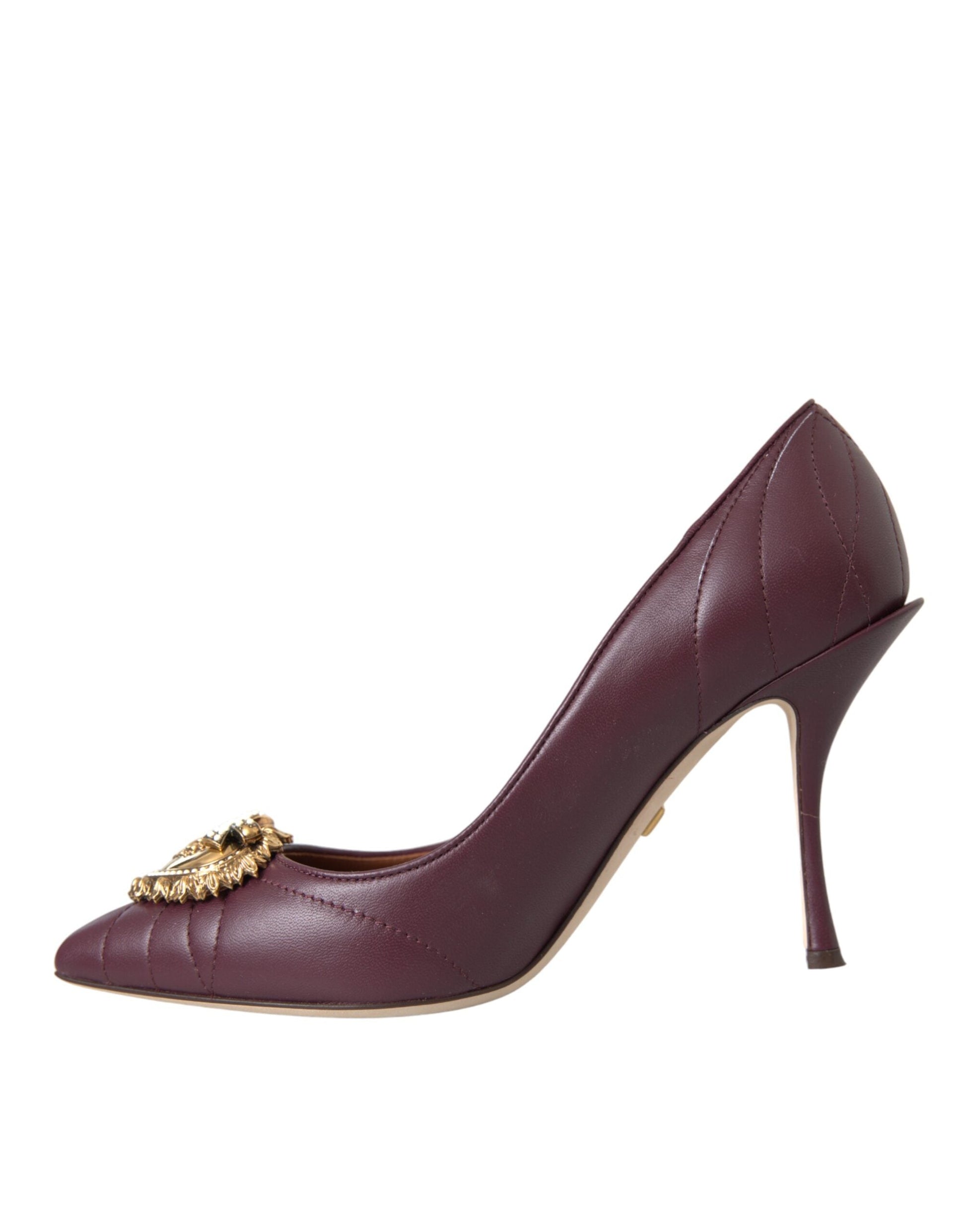 Dolce & Gabbana Bordeaux Leather Heart DEVOTION Pumps Shoes | Fashionsarah.com