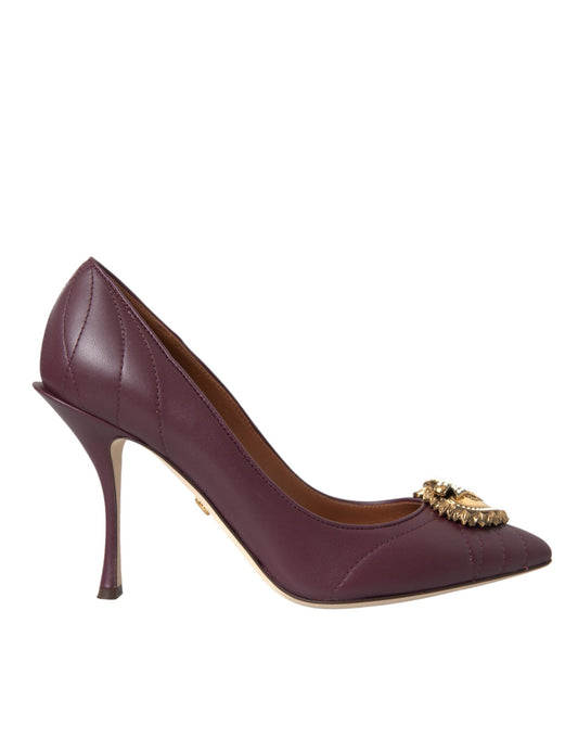 Dolce & Gabbana Bordeaux Leather Heart DEVOTION Pumps Shoes | Fashionsarah.com