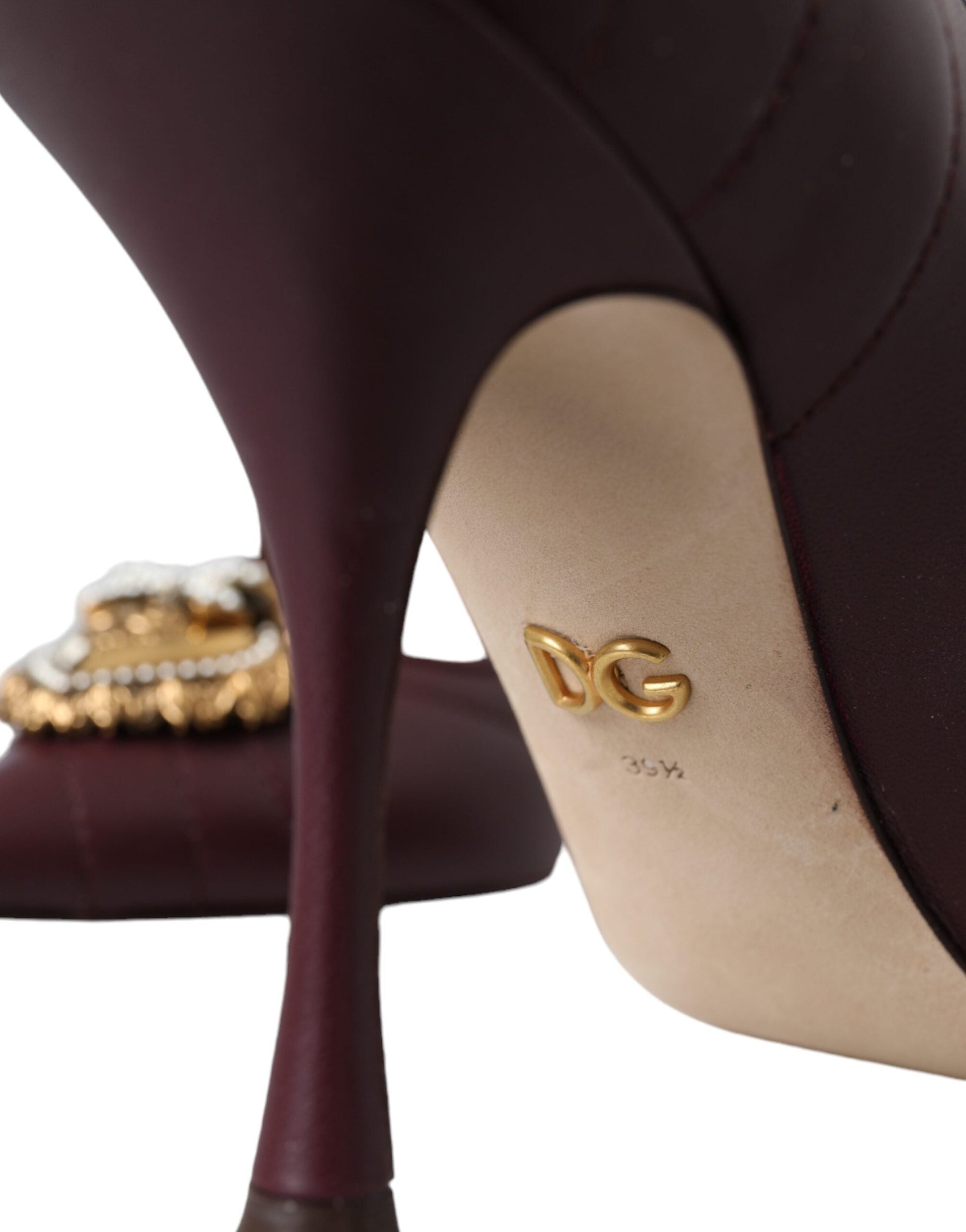 Dolce & Gabbana Bordeaux Leather Heart DEVOTION Pumps Shoes | Fashionsarah.com