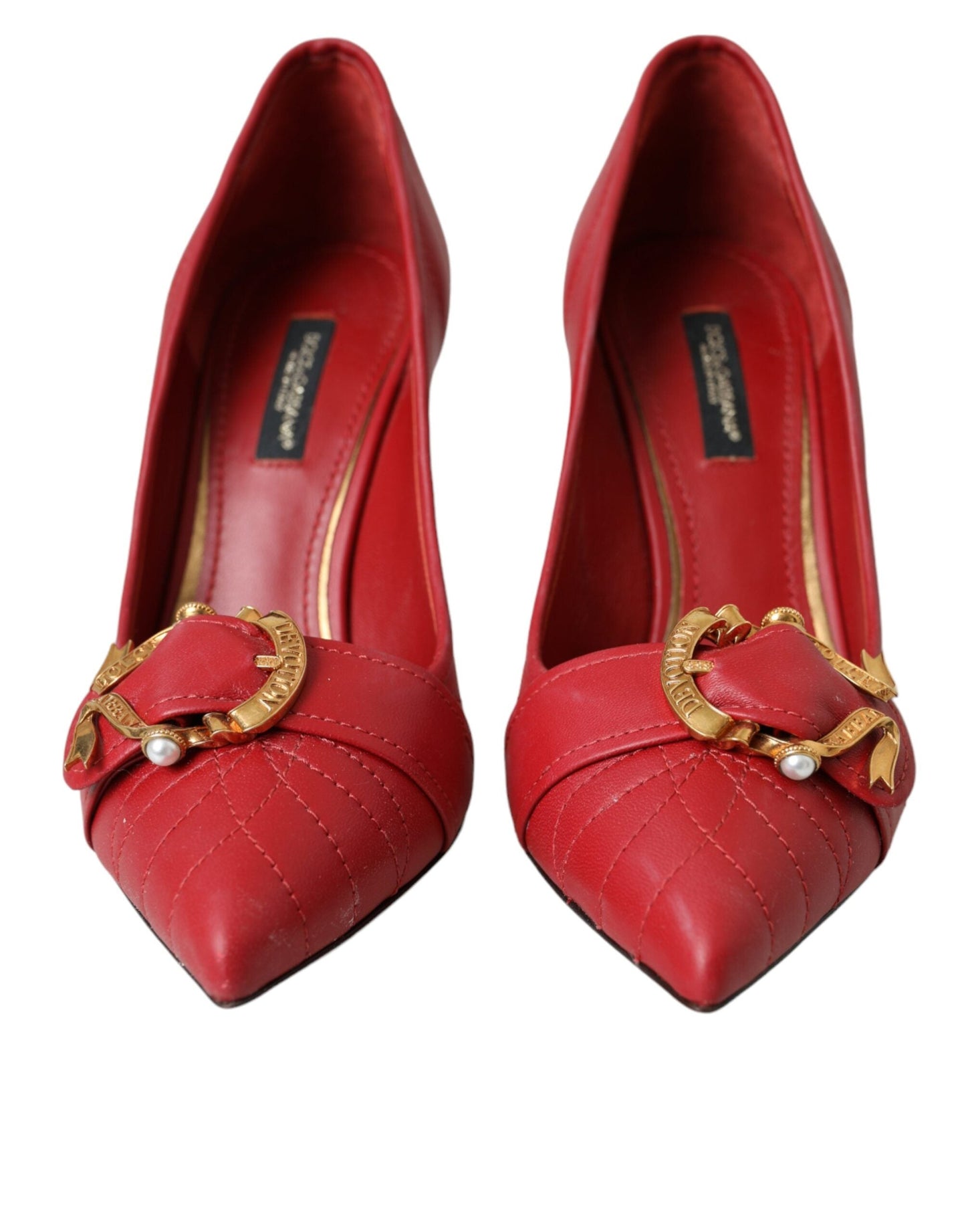 Dolce & Gabbana Red Devotion Leather Heels Pumps Shoes | Fashionsarah.com