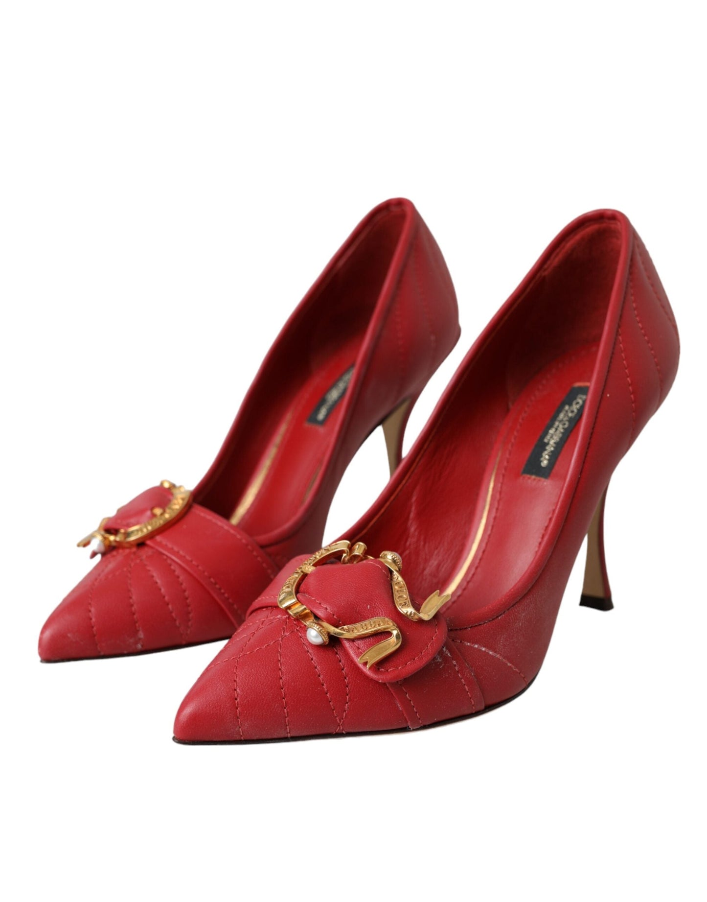 Dolce & Gabbana Red Devotion Leather Heels Pumps Shoes | Fashionsarah.com