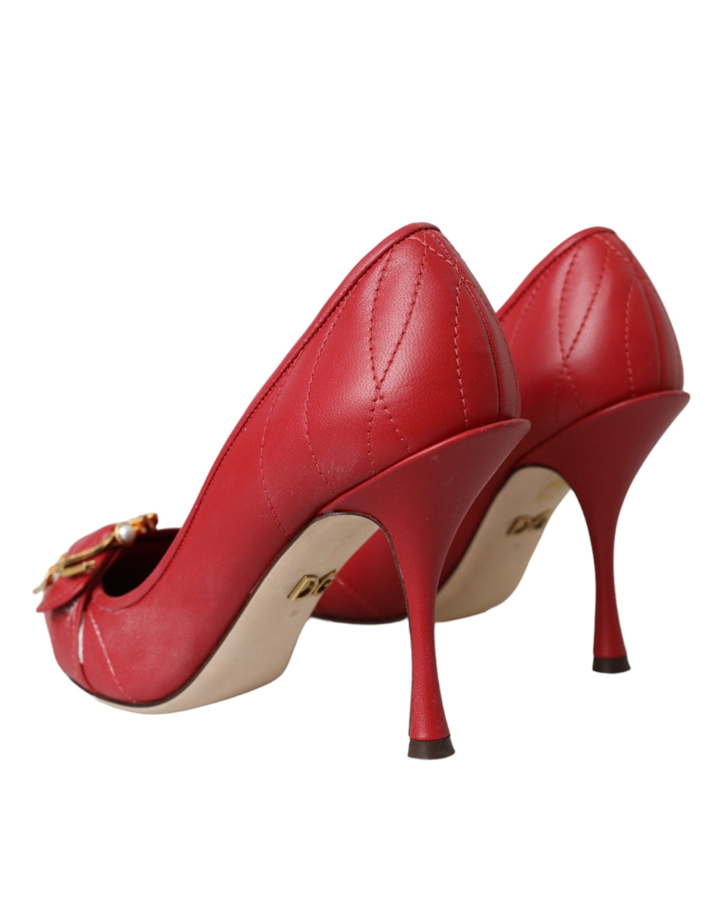 Dolce & Gabbana Red Devotion Leather Heels Pumps Shoes | Fashionsarah.com