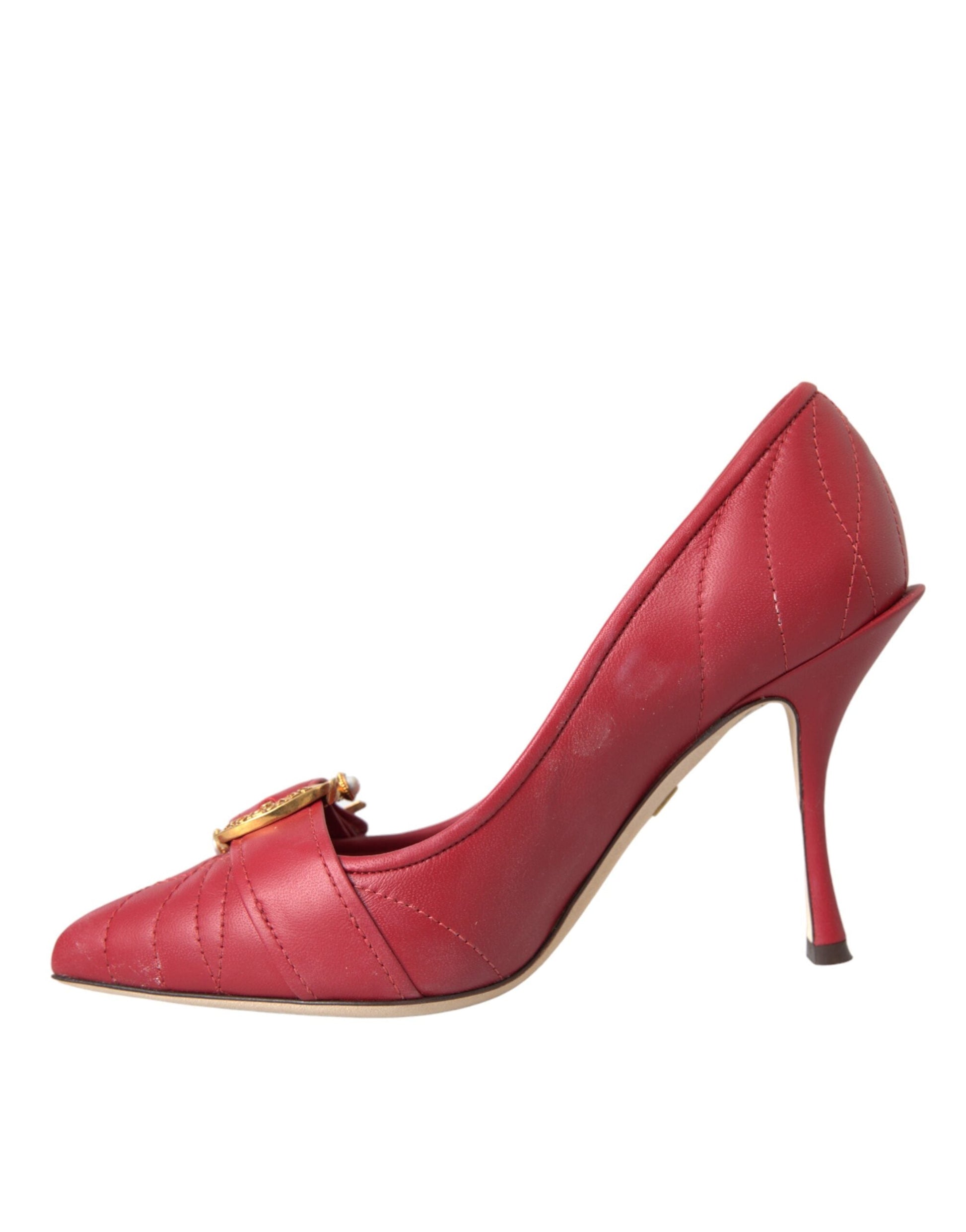 Dolce & Gabbana Red Devotion Leather Heels Pumps Shoes | Fashionsarah.com