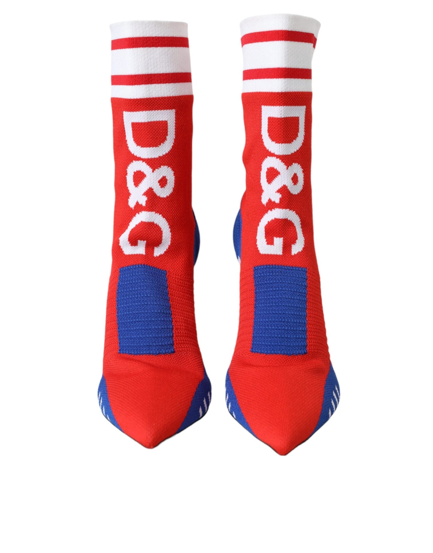 Dolce & Gabbana Red Blue Stretch Sock Style Ankle Boots Logo Shoes | Fashionsarah.com