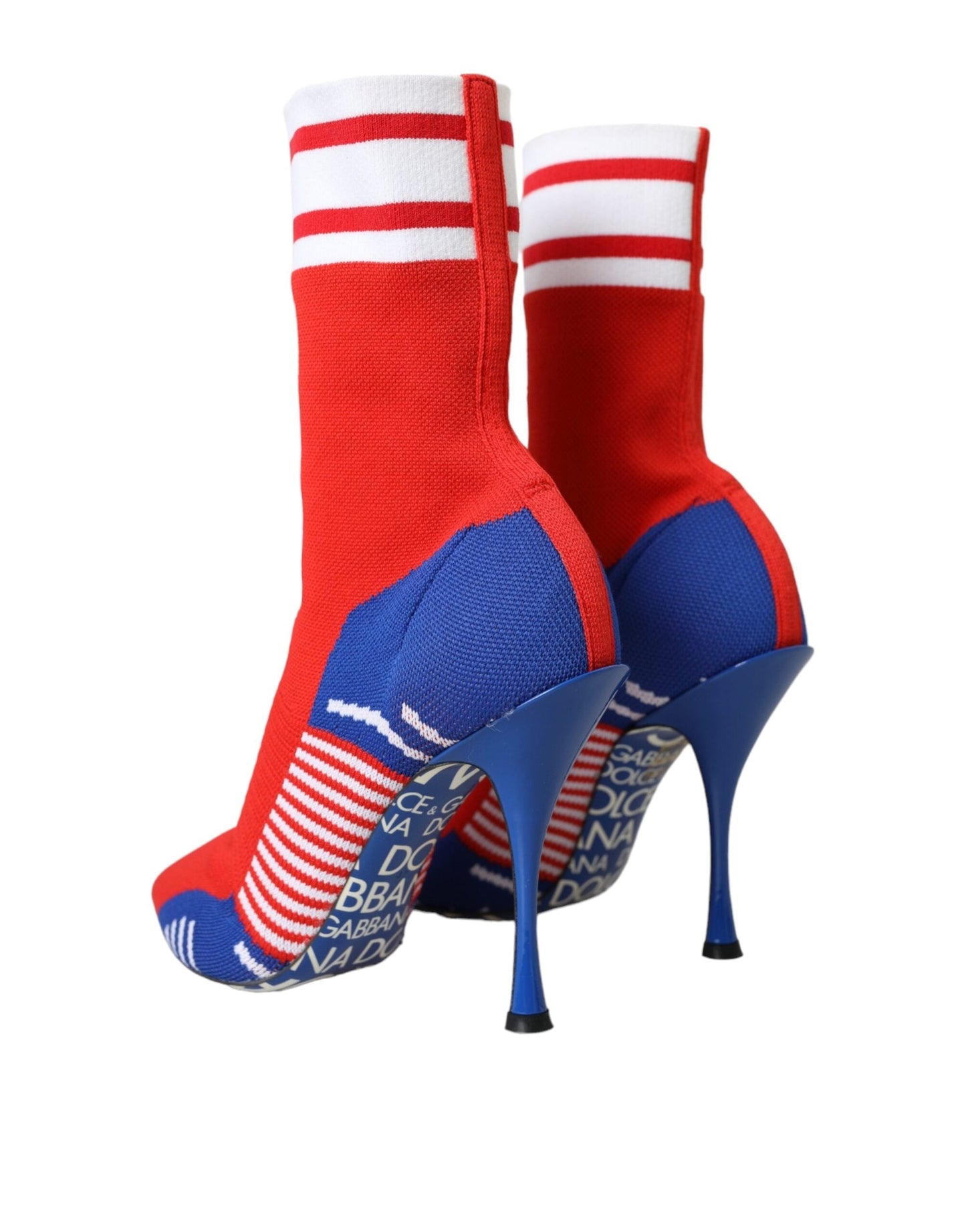 Dolce & Gabbana Red Blue Stretch Sock Style Ankle Boots Logo Shoes | Fashionsarah.com