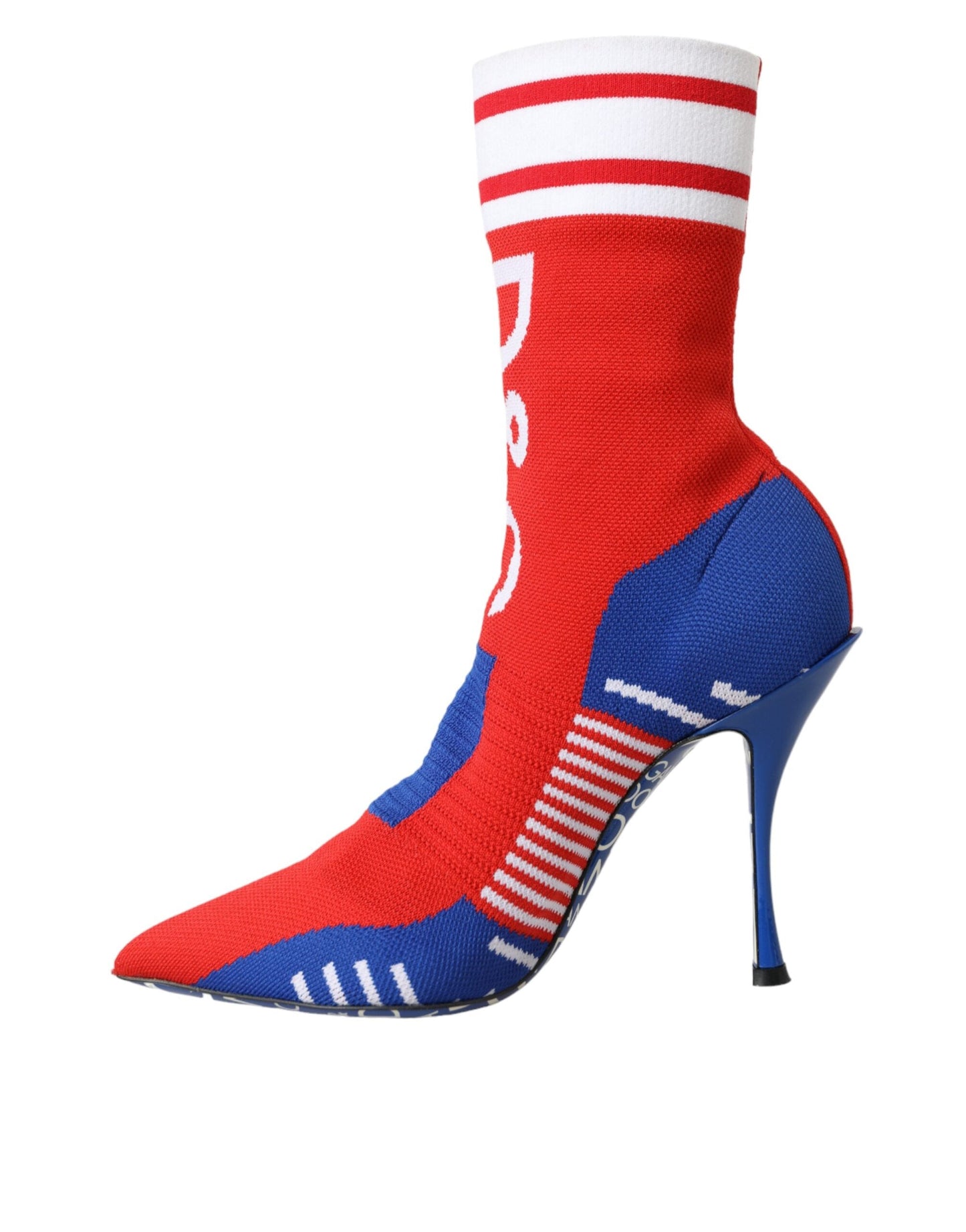 Dolce & Gabbana Red Blue Stretch Sock Style Ankle Boots Logo Shoes | Fashionsarah.com