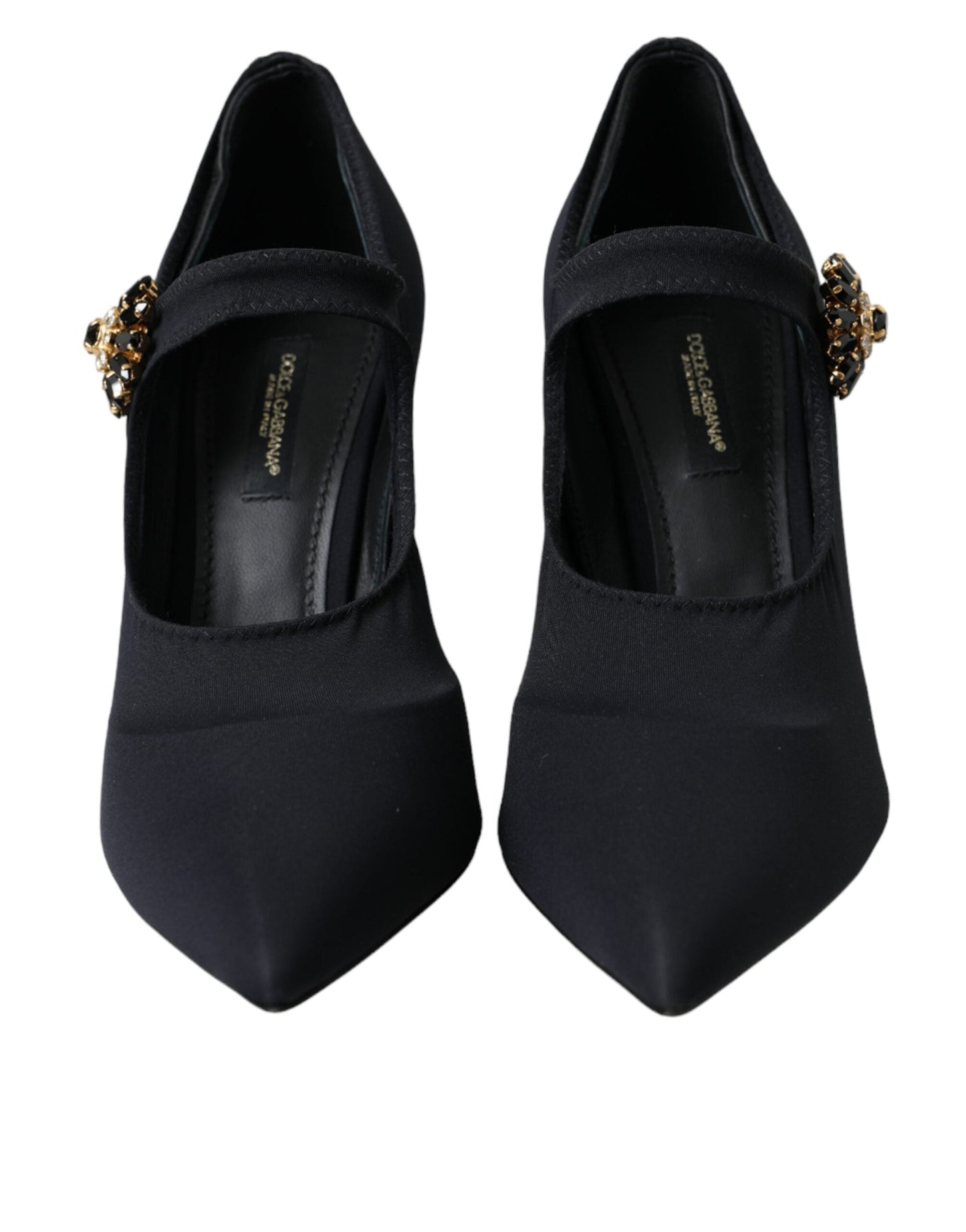 Dolce & Gabbana Black Mary Jane Jersey Crystal Pumps Shoes | Fashionsarah.com