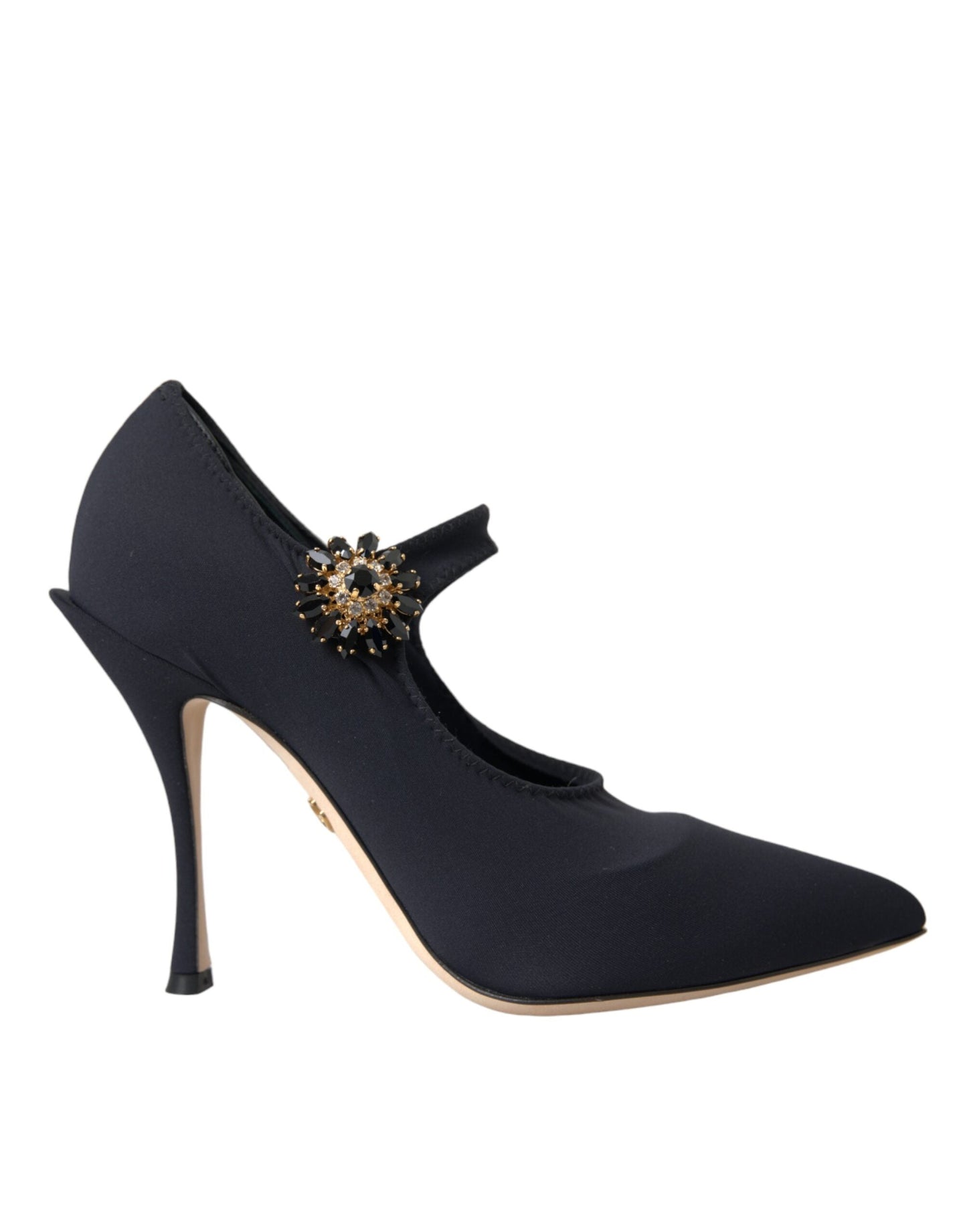 Dolce & Gabbana Black Mary Jane Jersey Crystal Pumps Shoes | Fashionsarah.com