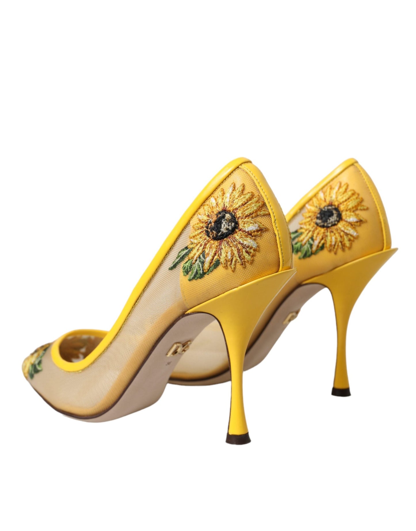 Fashionsarah.com Fashionsarah.com Dolce & Gabbana Yellow Sunflower Mesh Heels Pumps Shoes