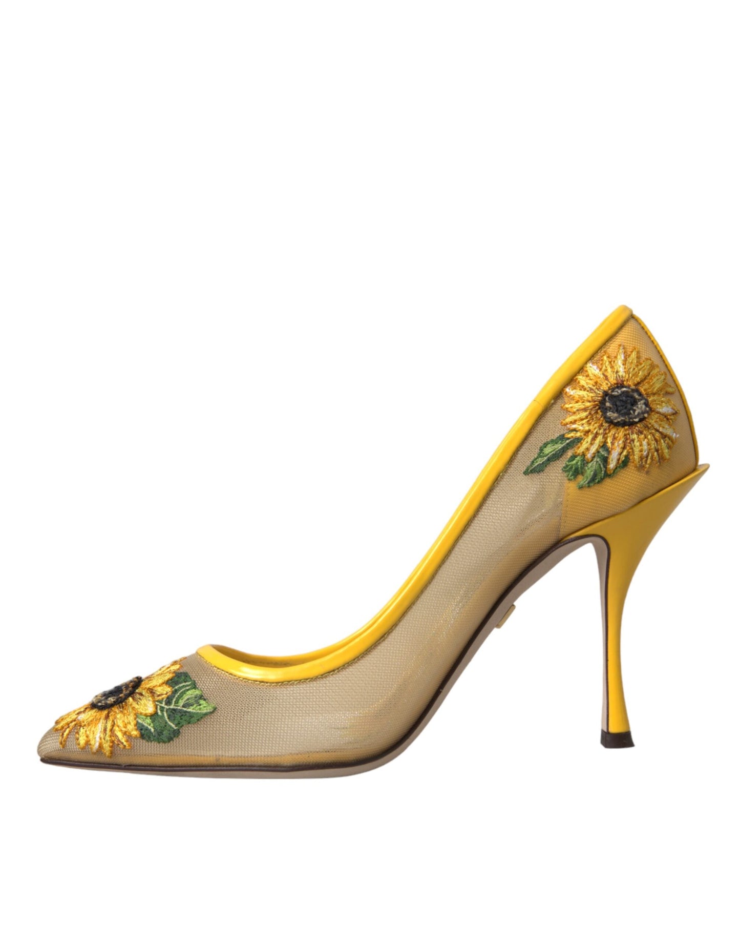 Dolce & Gabbana Yellow Sunflower Mesh Heels Pumps Shoes | Fashionsarah.com