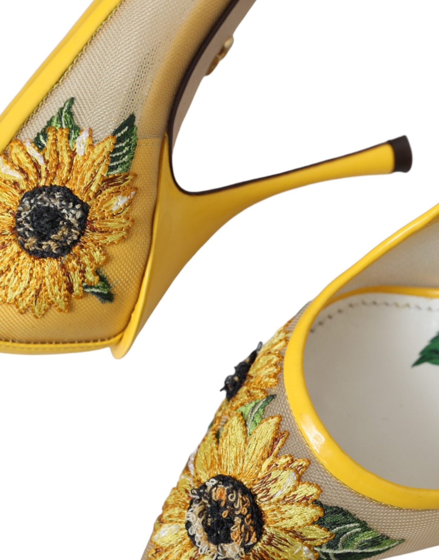 Fashionsarah.com Fashionsarah.com Dolce & Gabbana Yellow Sunflower Mesh Heels Pumps Shoes