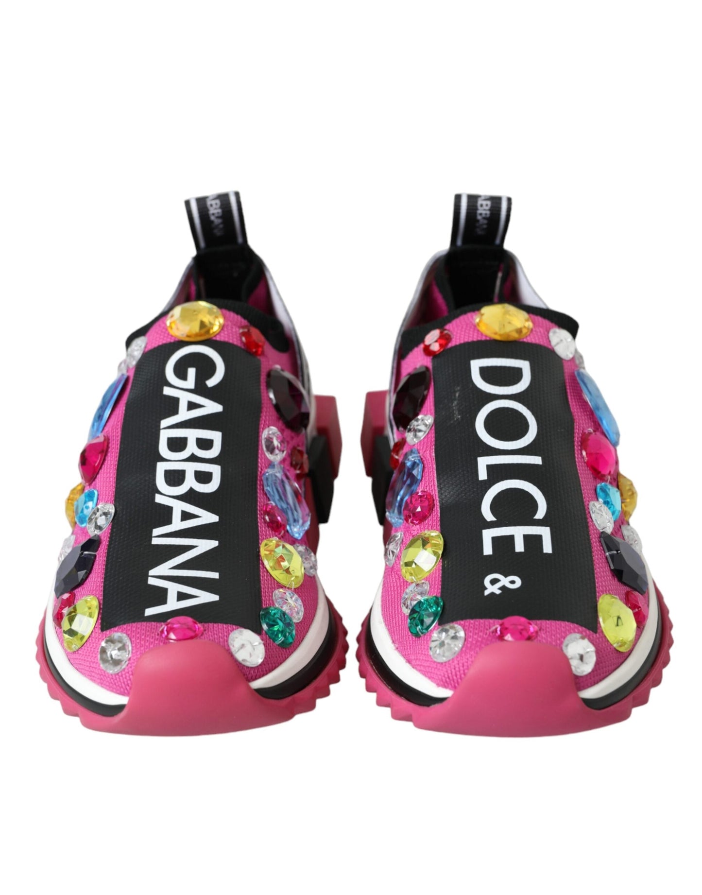 Dolce & Gabbana Pink Sorrento Crystals Sneakers Shoes | Fashionsarah.com