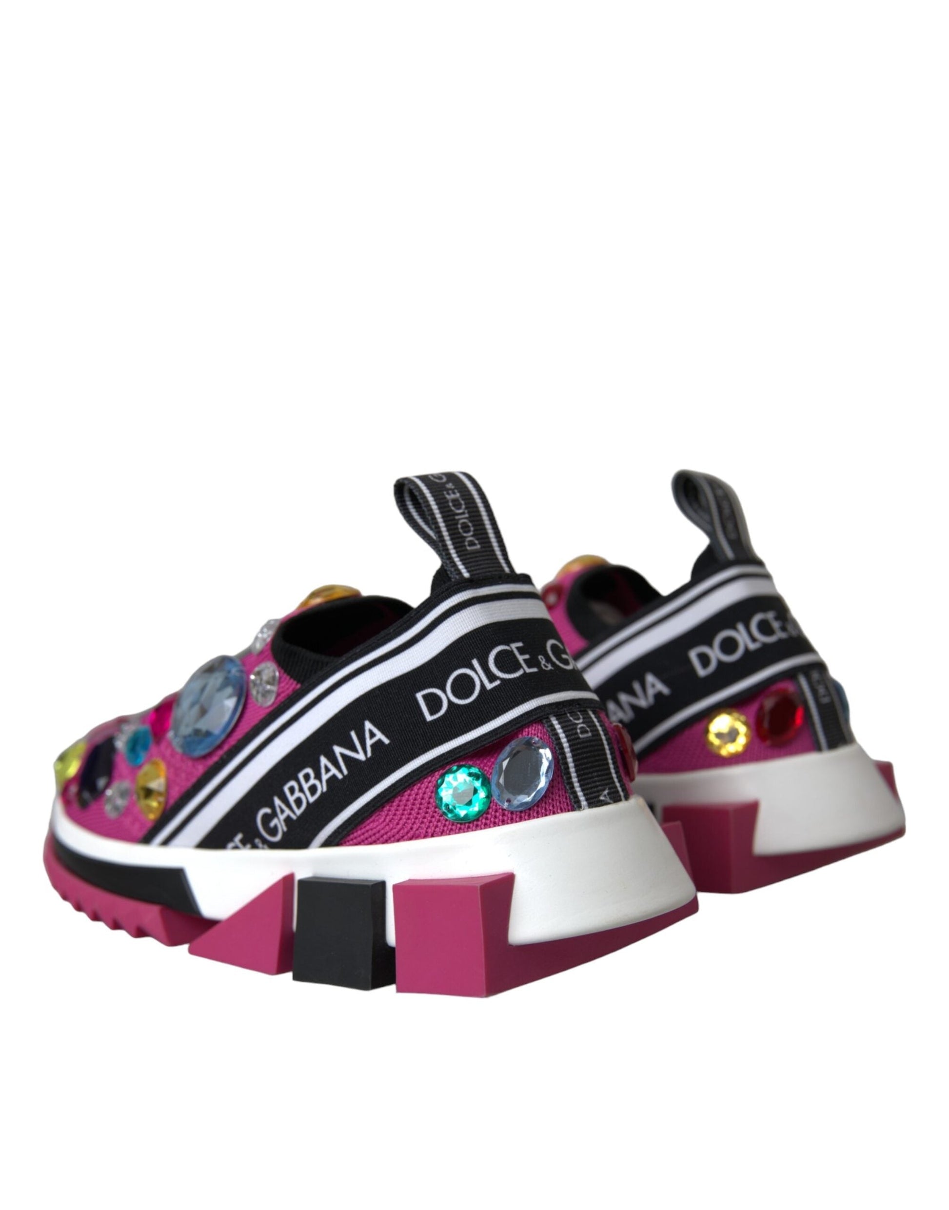 Dolce & Gabbana Pink Sorrento Crystals Sneakers Shoes | Fashionsarah.com