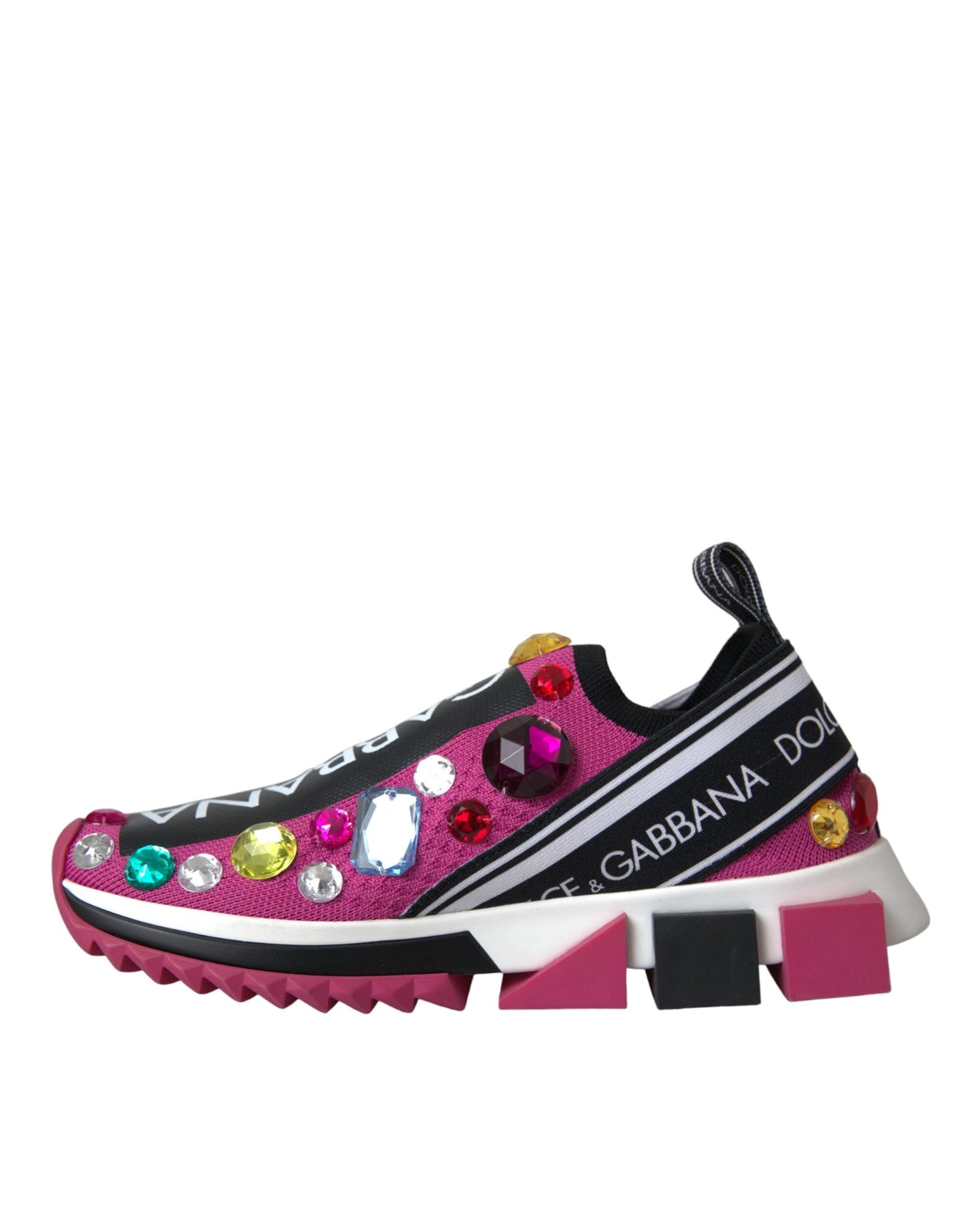 Dolce & Gabbana Pink Sorrento Crystals Sneakers Shoes | Fashionsarah.com