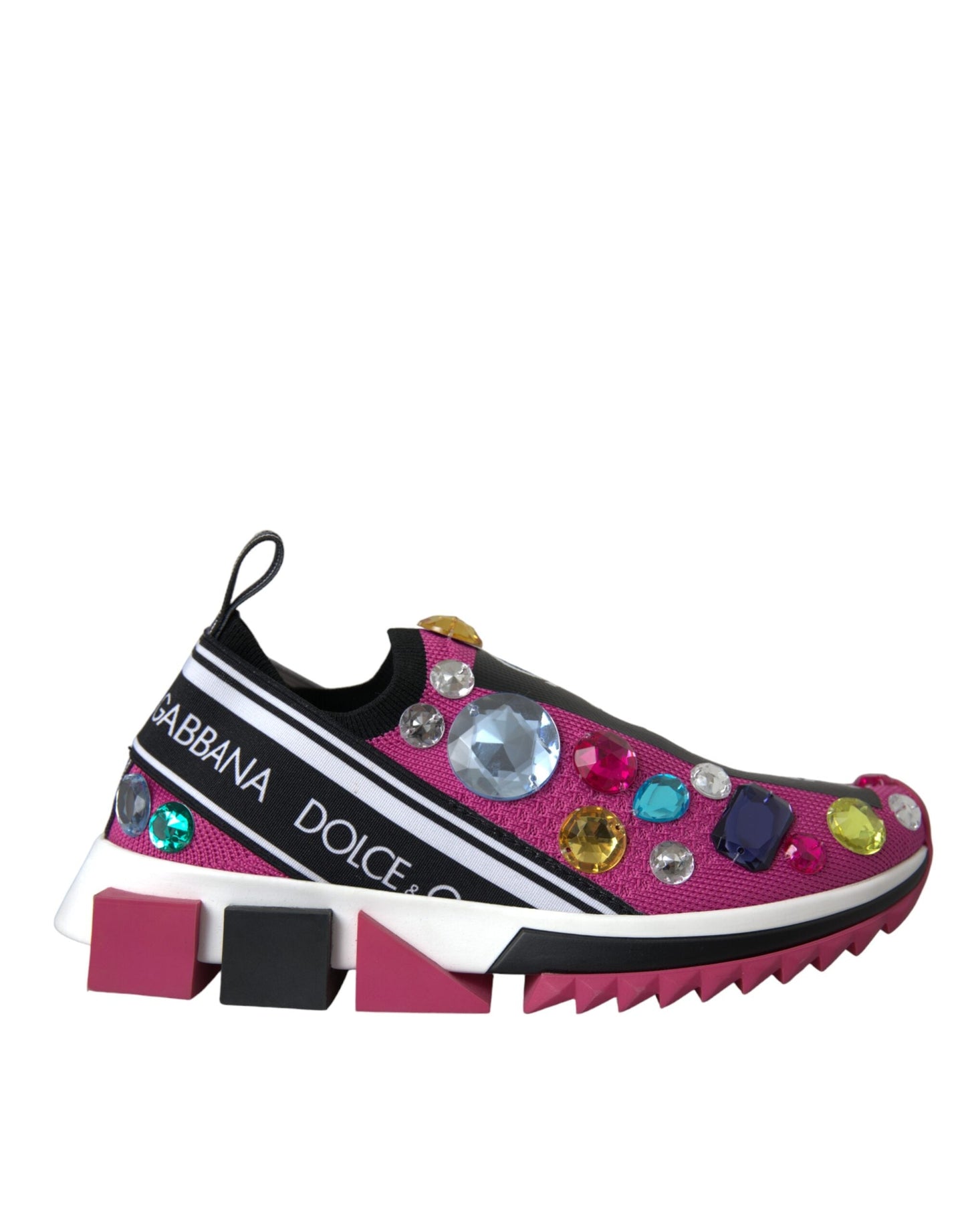 Dolce & Gabbana Pink Sorrento Crystals Sneakers Shoes | Fashionsarah.com