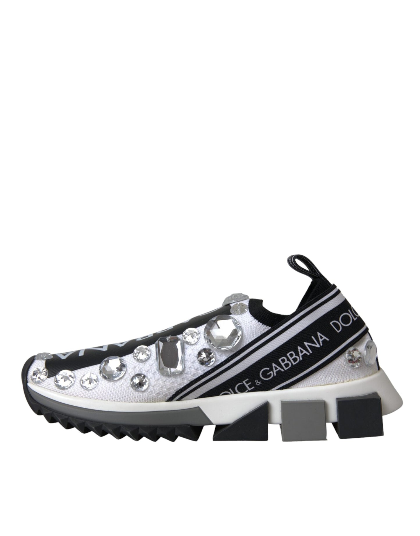 Dolce & Gabbana White Sorrento Crystals Sneakers Shoes | Fashionsarah.com