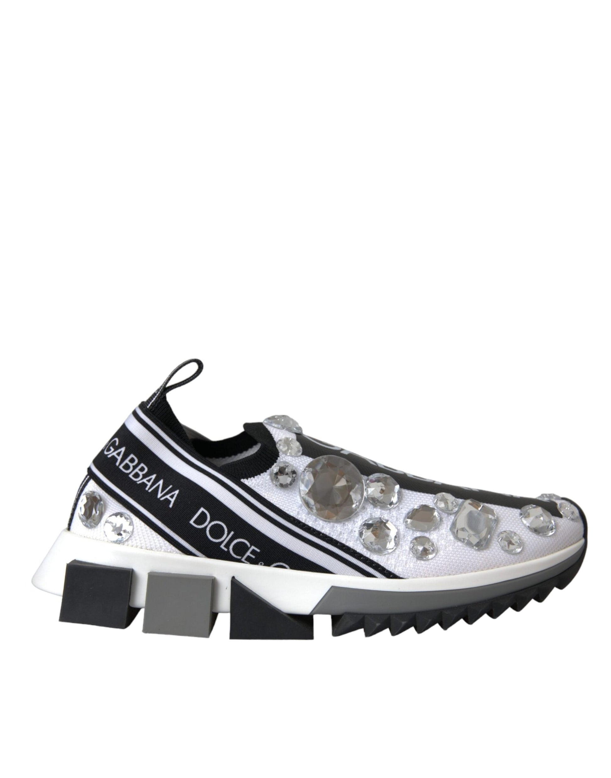 Dolce & Gabbana White Sorrento Crystals Sneakers Shoes | Fashionsarah.com