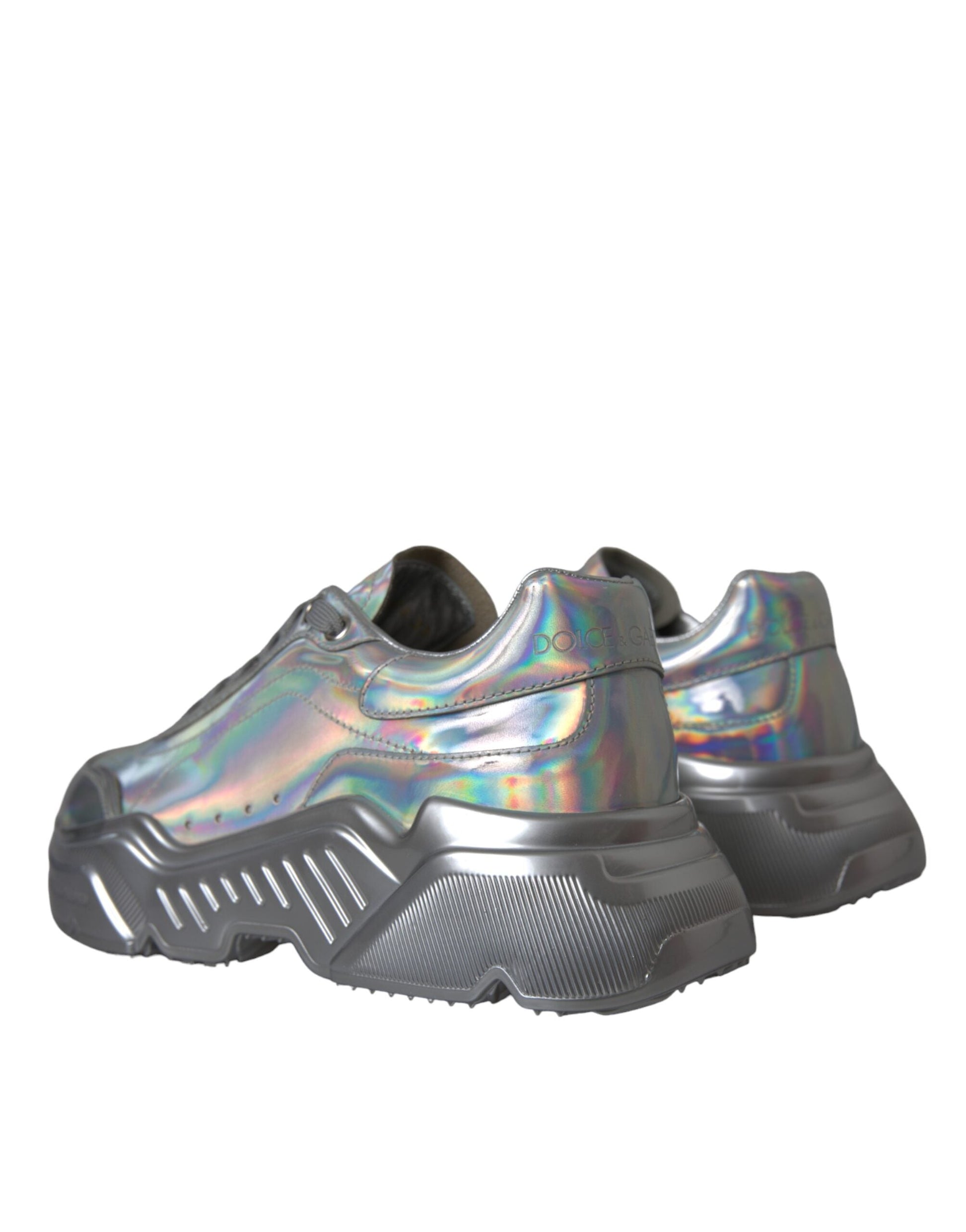 Dolce & Gabbana Silver Iridescent DAYMASTER Leather Sneakers Shoes | Fashionsarah.com