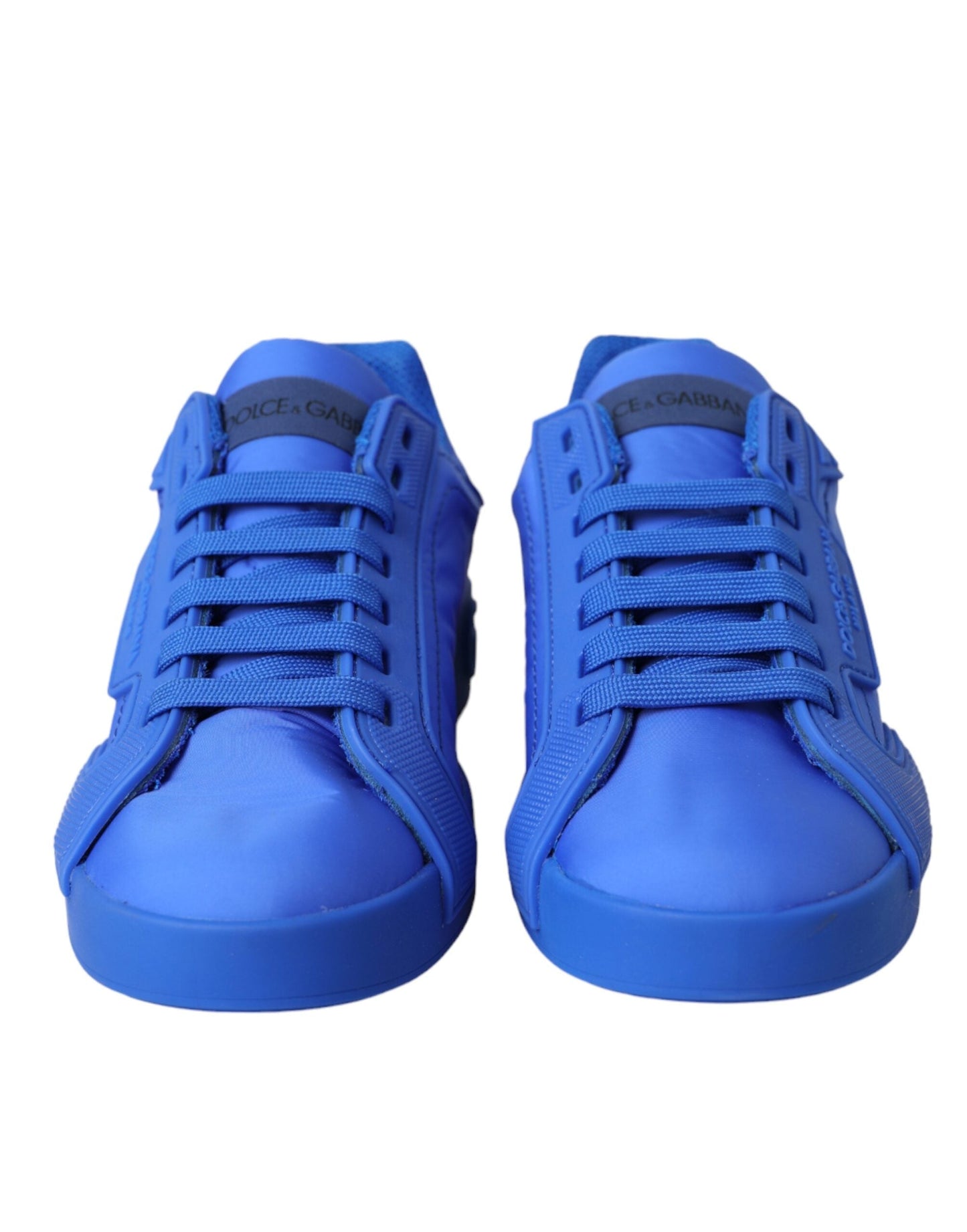 Fashionsarah.com Fashionsarah.com Dolce & Gabbana Blue Leather Fabric Low Top Sneakers Shoes