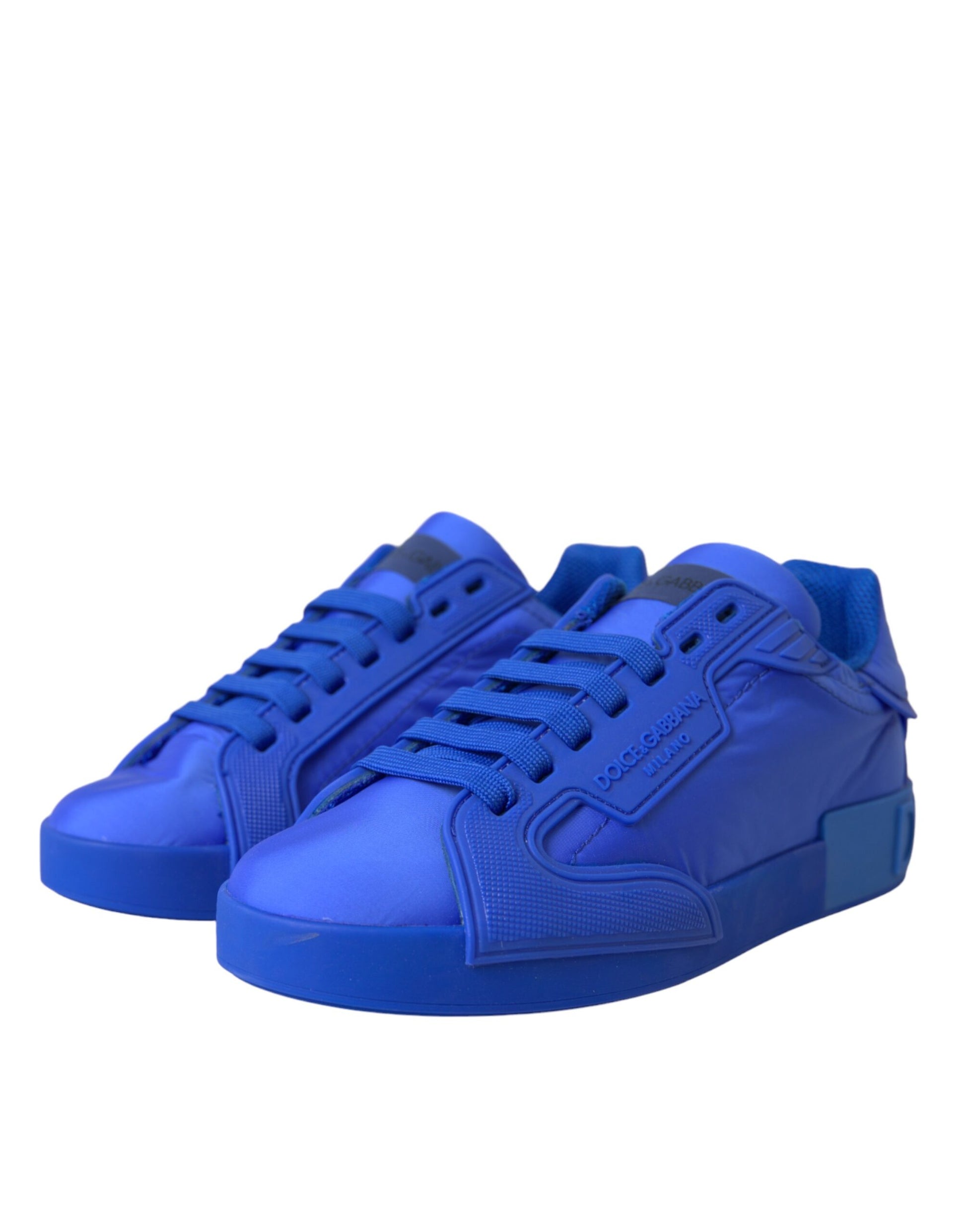 Fashionsarah.com Fashionsarah.com Dolce & Gabbana Blue Leather Fabric Low Top Sneakers Shoes