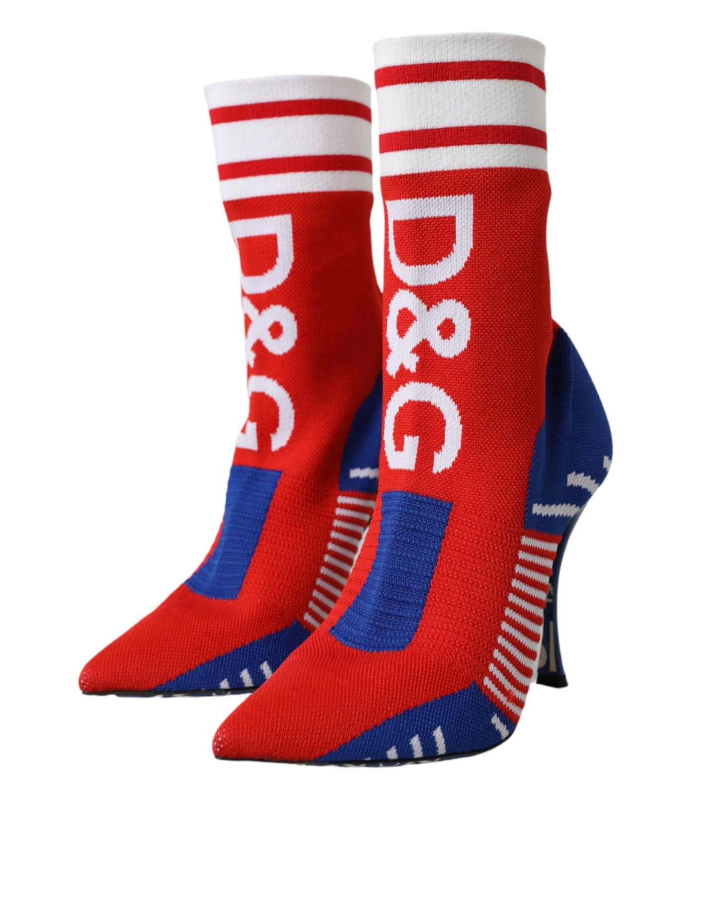 Dolce & Gabbana Red Blue Stretch Sock Style Short Boots Logo Shoes | Fashionsarah.com