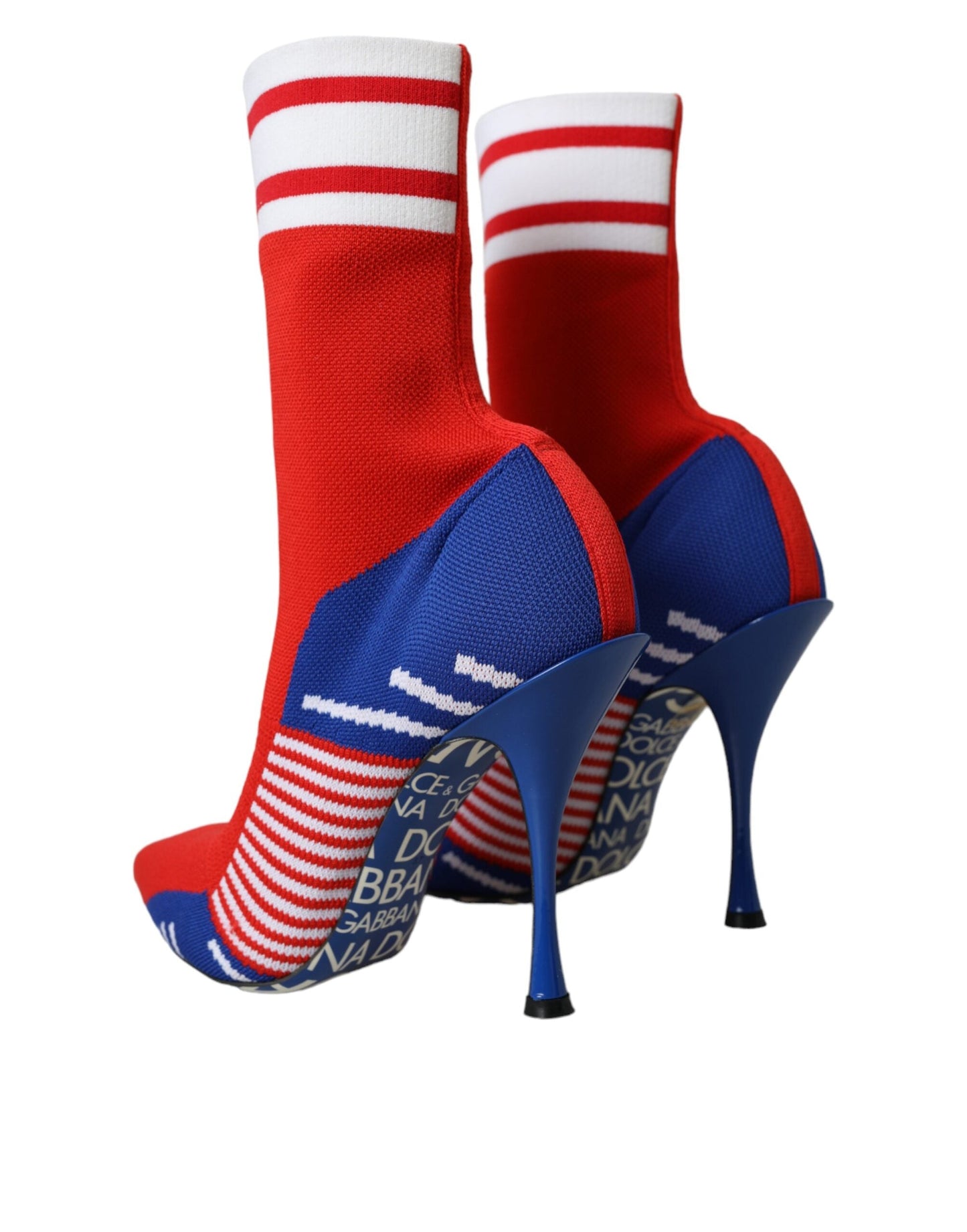 Dolce & Gabbana Red Blue Stretch Sock Style Short Boots Logo Shoes | Fashionsarah.com