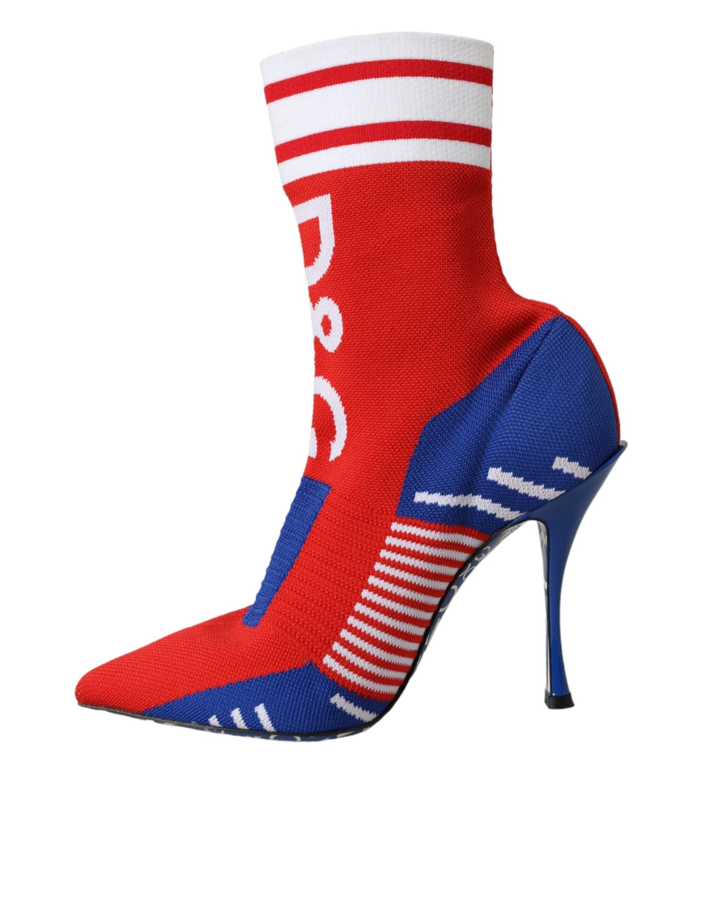 Dolce & Gabbana Red Blue Stretch Sock Style Short Boots Logo Shoes | Fashionsarah.com