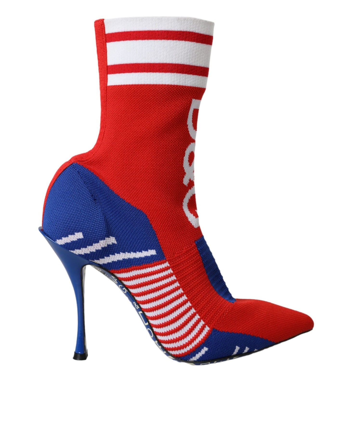 Dolce & Gabbana Red Blue Stretch Sock Style Short Boots Logo Shoes | Fashionsarah.com