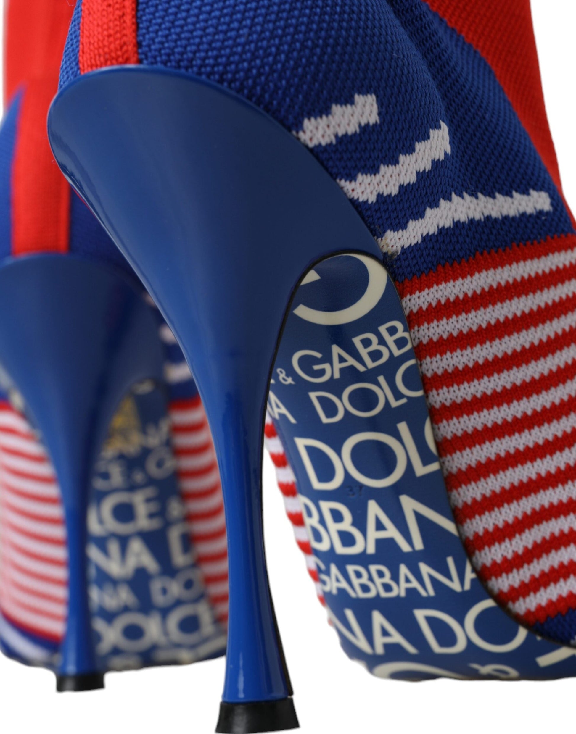 Dolce & Gabbana Red Blue Stretch Sock Style Short Boots Logo Shoes | Fashionsarah.com