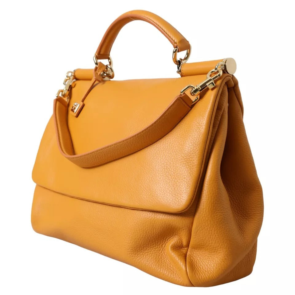 Fashionsarah.com Fashionsarah.com Dolce & Gabbana Yellow Leather Hand Shoulder Purse Satchel SICILY Bag