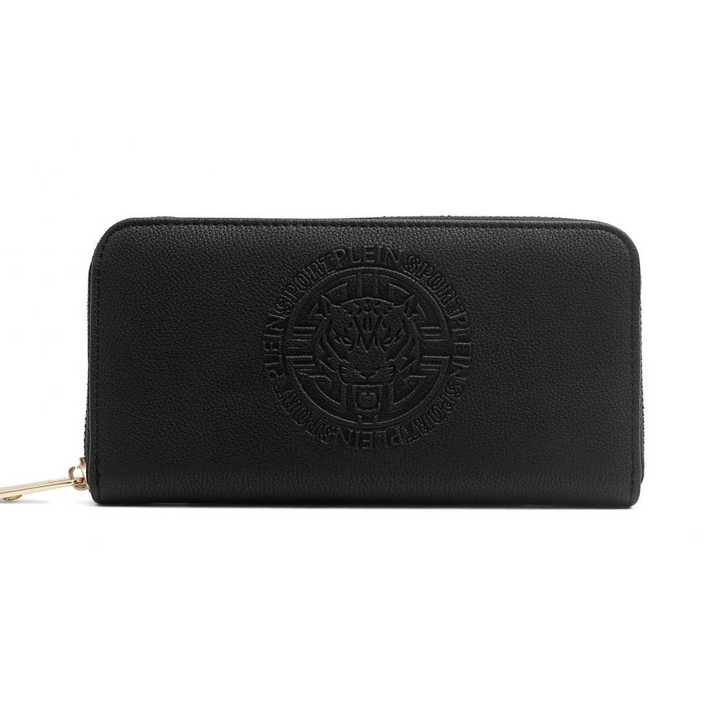 Fashionsarah.com Fashionsarah.com Plein Sport Sleek Black Zip Wallet with Logo