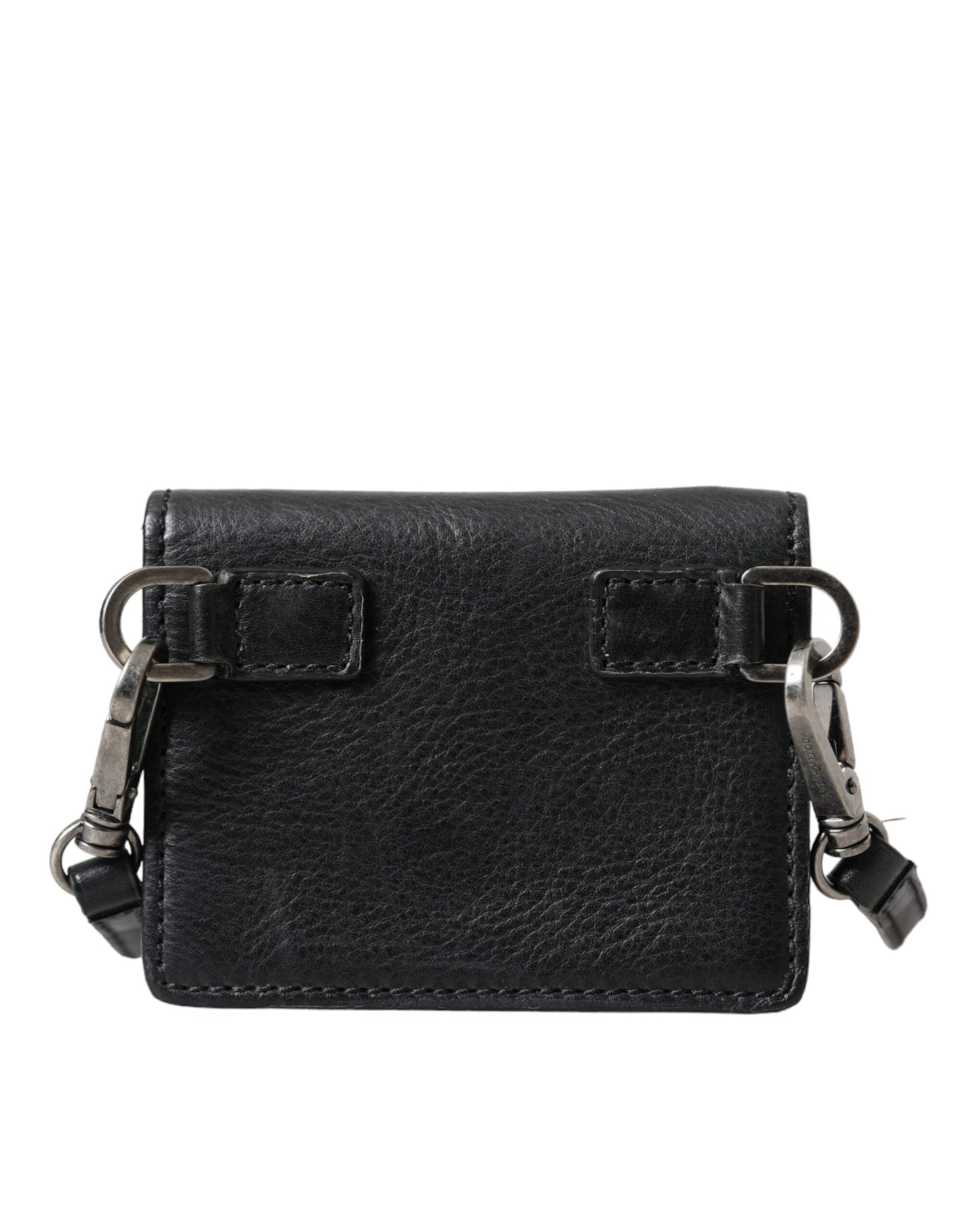 Dolce & Gabbana Black Leather Bifold Sling Women Card Holder Purse Wallet | Fashionsarah.com