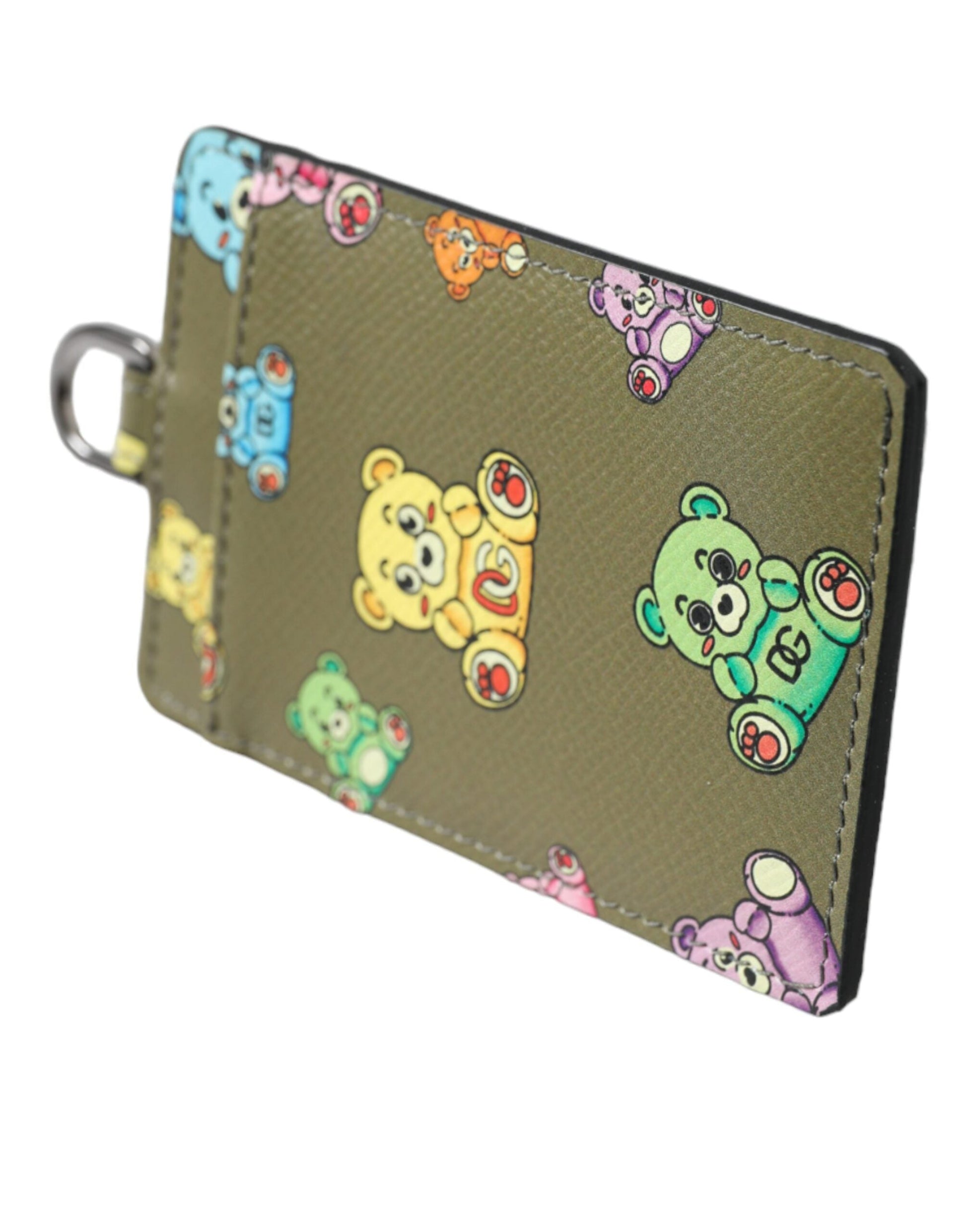 Dolce & Gabbana Army Green Teddy Bear Leather Women Card Holder Wallet | Fashionsarah.com