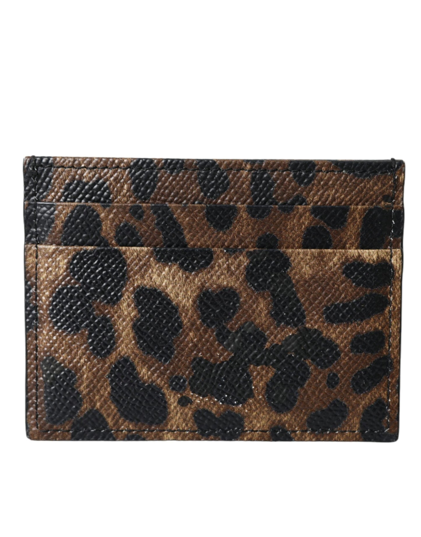 Dolce & Gabbana Brown Leather Leopard Logo Plaque Women Cardholder Wallet | Fashionsarah.com