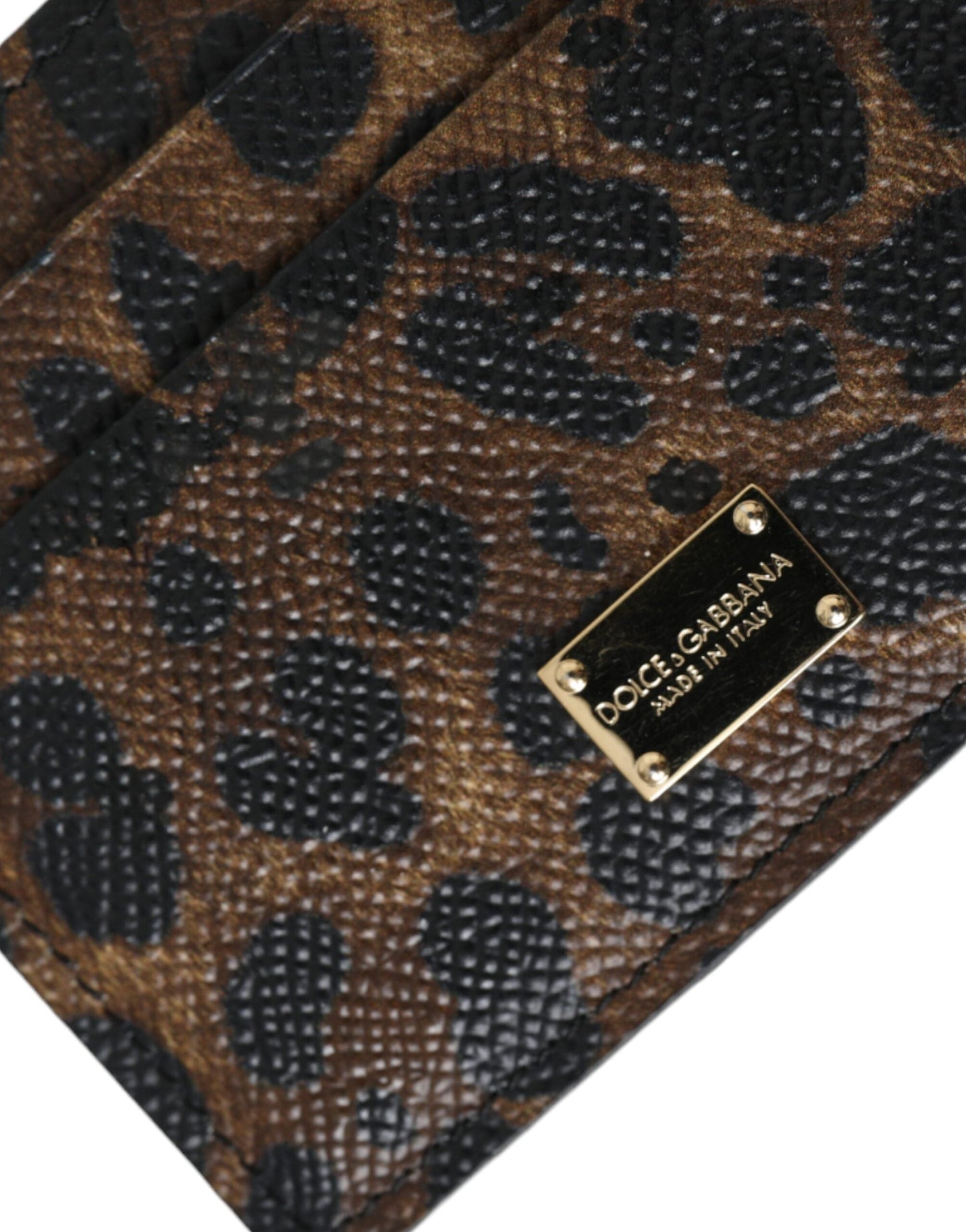 Dolce & Gabbana Brown Leather Leopard Logo Plaque Women Cardholder Wallet | Fashionsarah.com