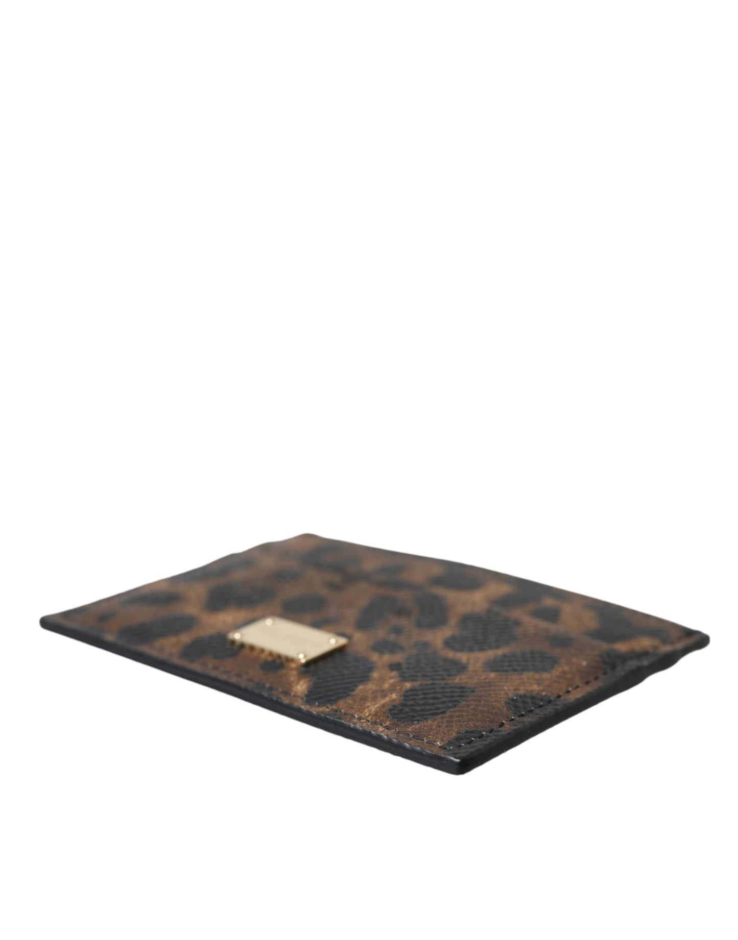 Dolce & Gabbana Brown Leather Leopard Logo Plaque Women Cardholder Wallet | Fashionsarah.com