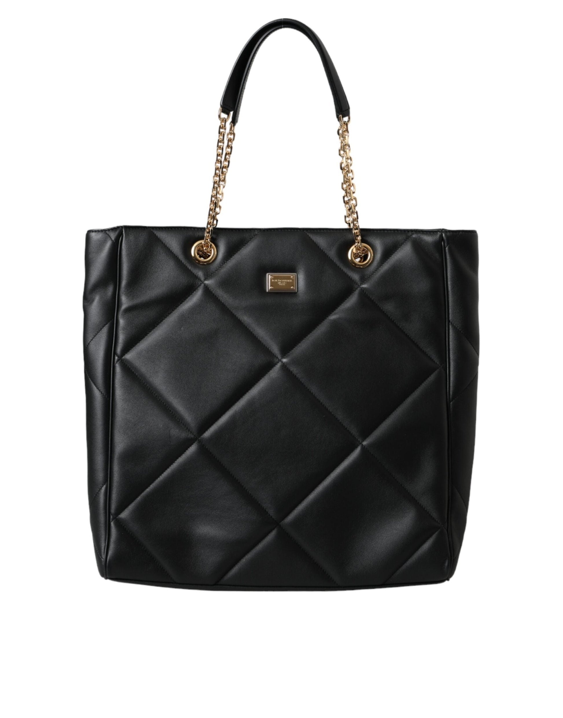 Dolce & Gabbana Black Leather JUNGLE Quilted Shopping Tote Bag | Fashionsarah.com