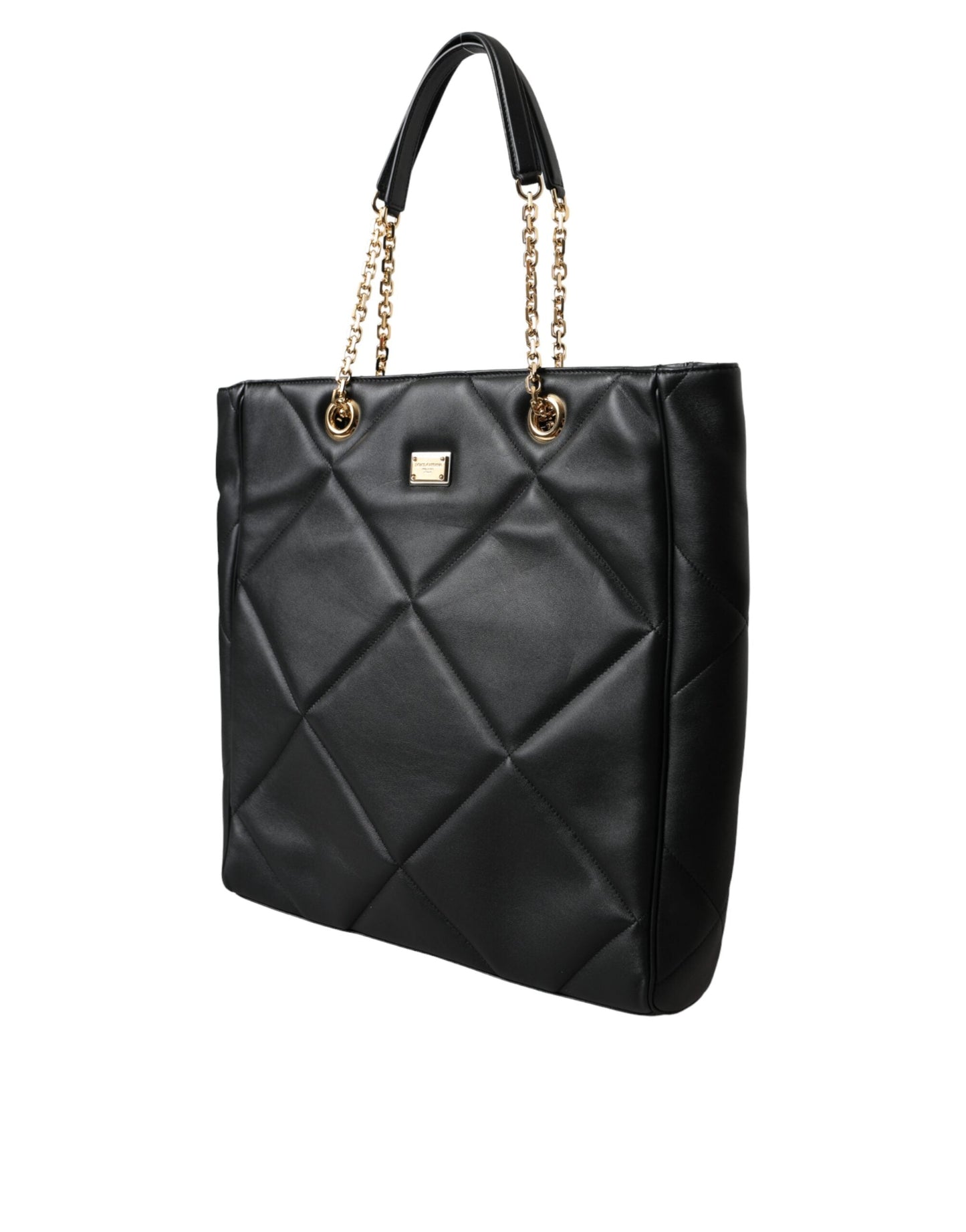 Dolce & Gabbana Black Leather JUNGLE Quilted Shopping Tote Bag | Fashionsarah.com