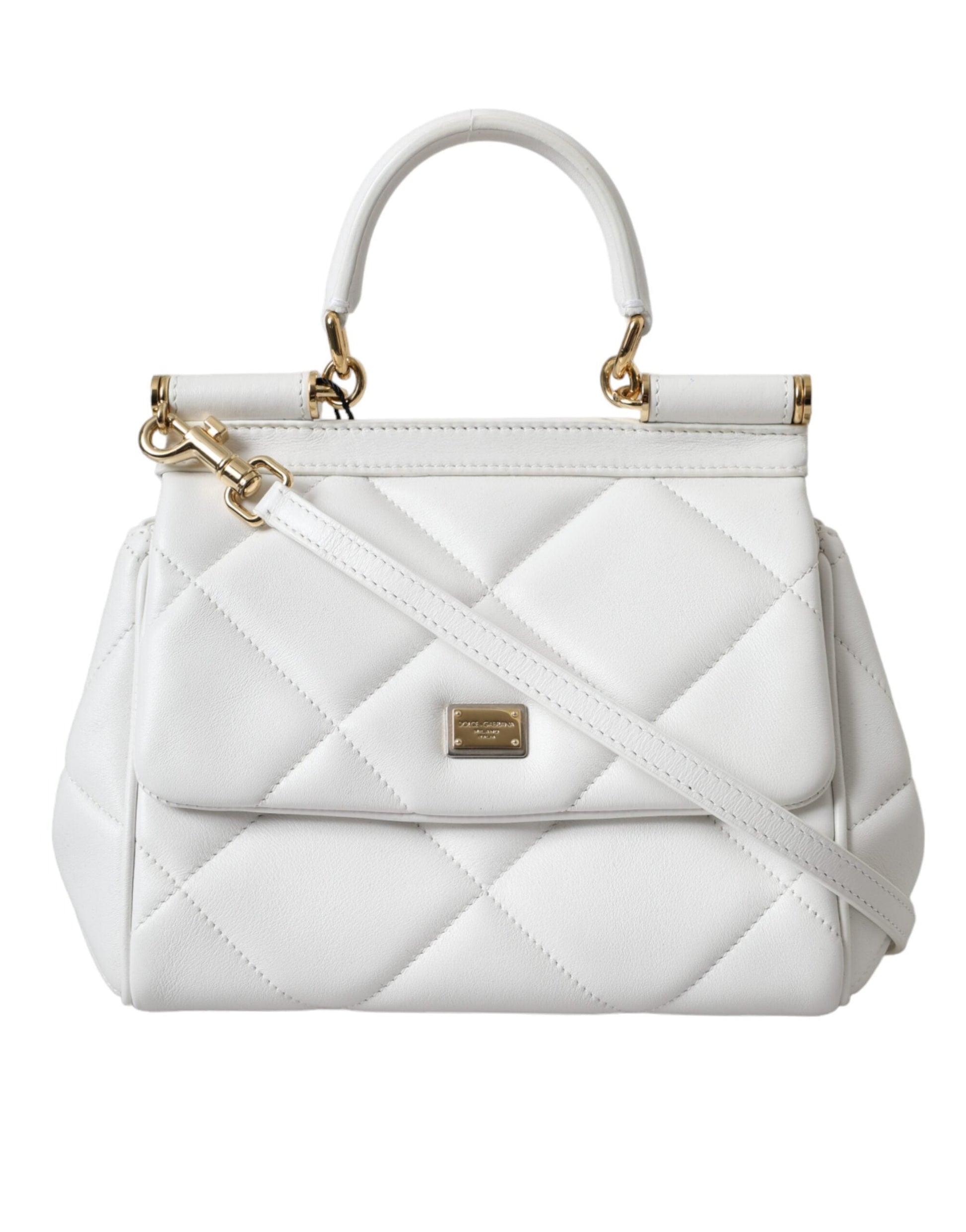 Dolce & Gabbana White Quilted Leather SICILY Shoulder Purse Satchel Bag | Fashionsarah.com