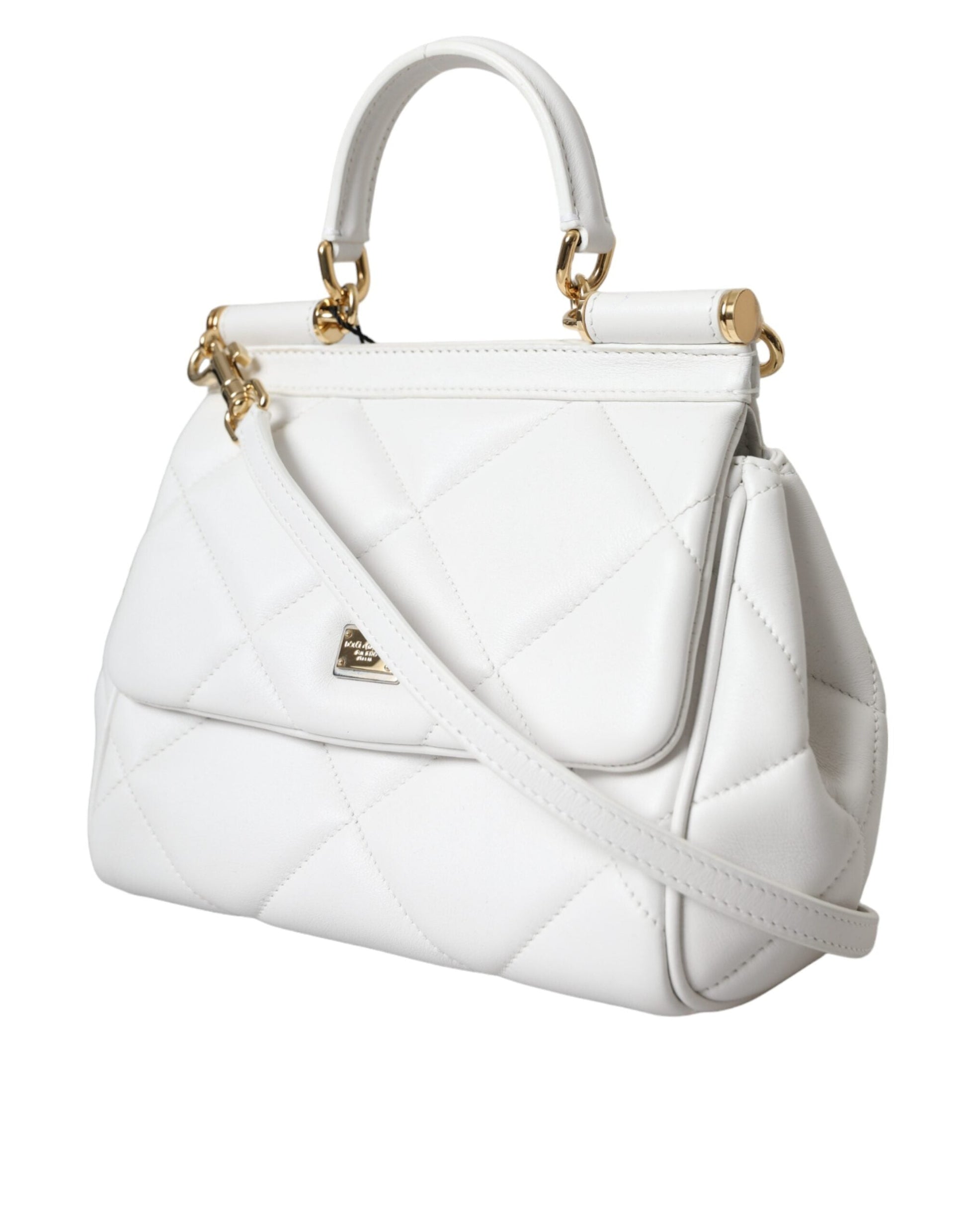 Dolce & Gabbana White Quilted Leather SICILY Shoulder Purse Satchel Bag | Fashionsarah.com