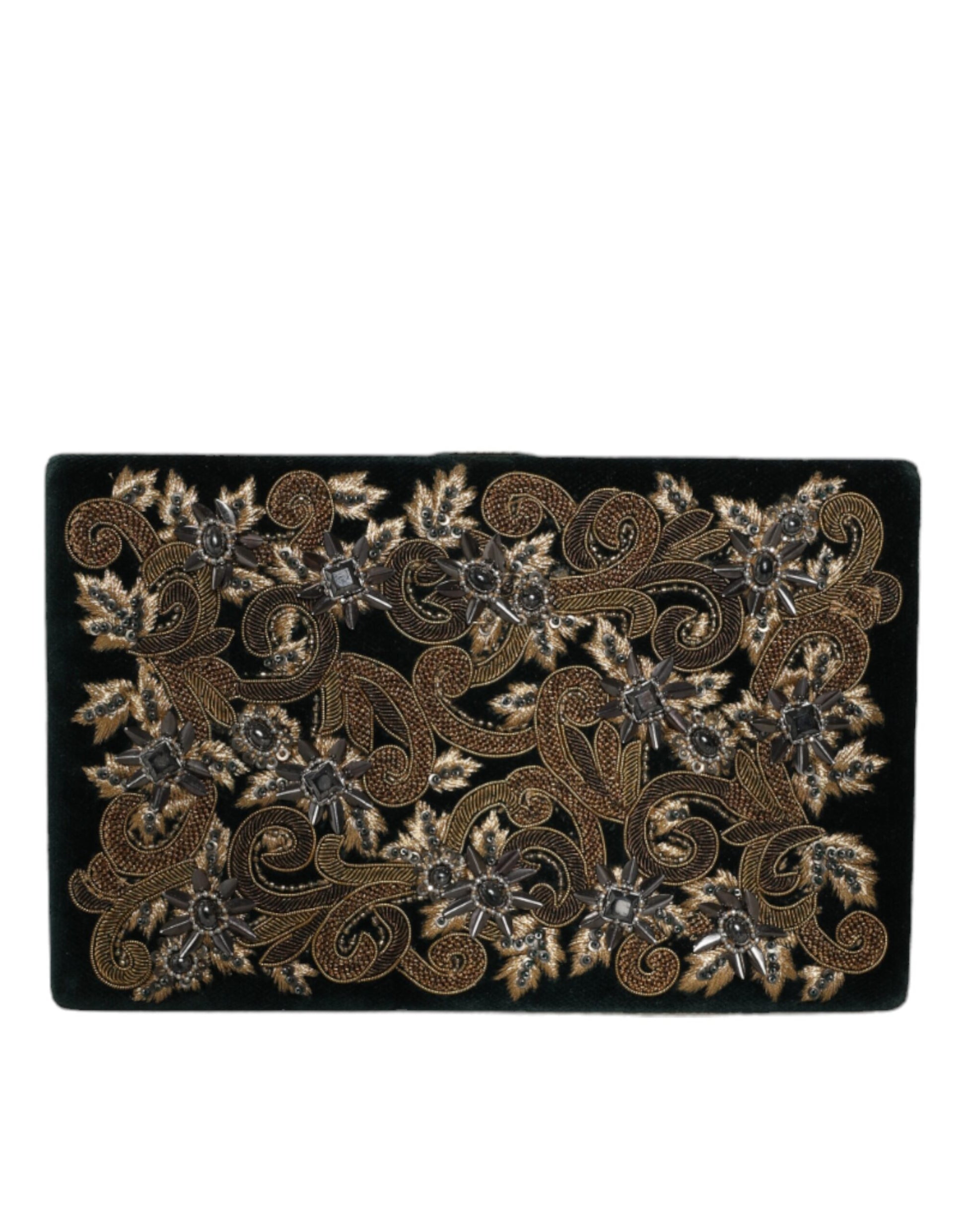 Fashionsarah.com Fashionsarah.com Dolce & Gabbana Black Velvet Gold Frame Clutch Evening Party Purse Bag