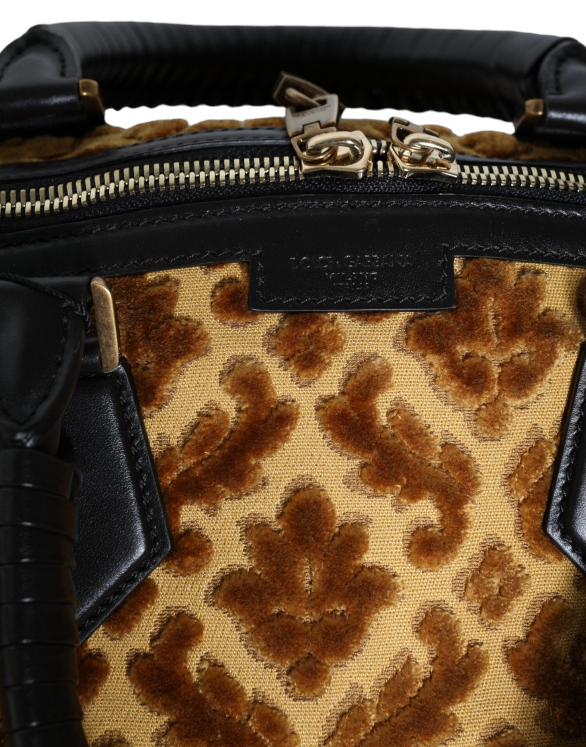 Fashionsarah.com Fashionsarah.com Dolce & Gabbana Beige Velvet Top Handle Shoulder Duffle Women Bag