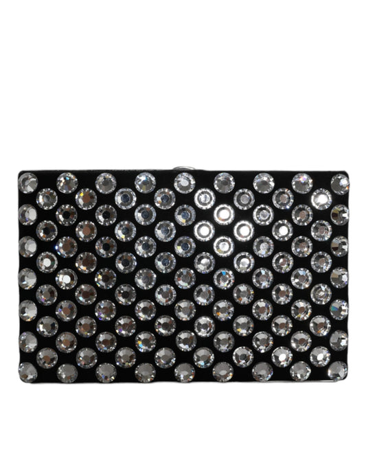 Fashionsarah.com Fashionsarah.com Dolce & Gabbana Black Velvet Crystal Clutch Evening Party Purse Bag